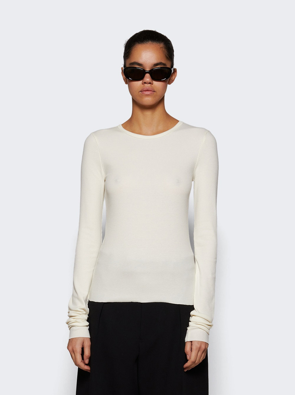 Long Sleeve Fitted Top Cream - 3