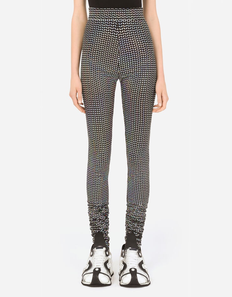 Jersey leggings with holographic sequins - 1