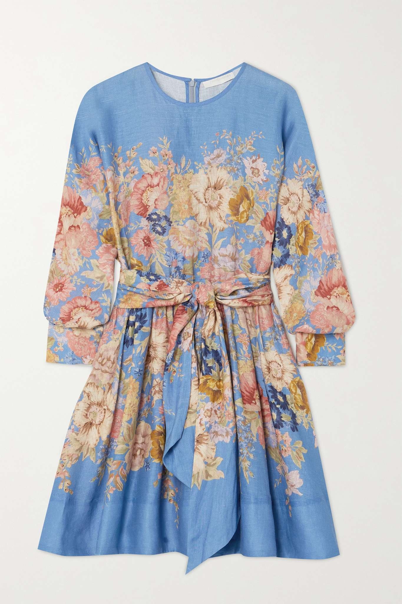 + NET SUSTAIN August belted floral-print linen mini dress - 1
