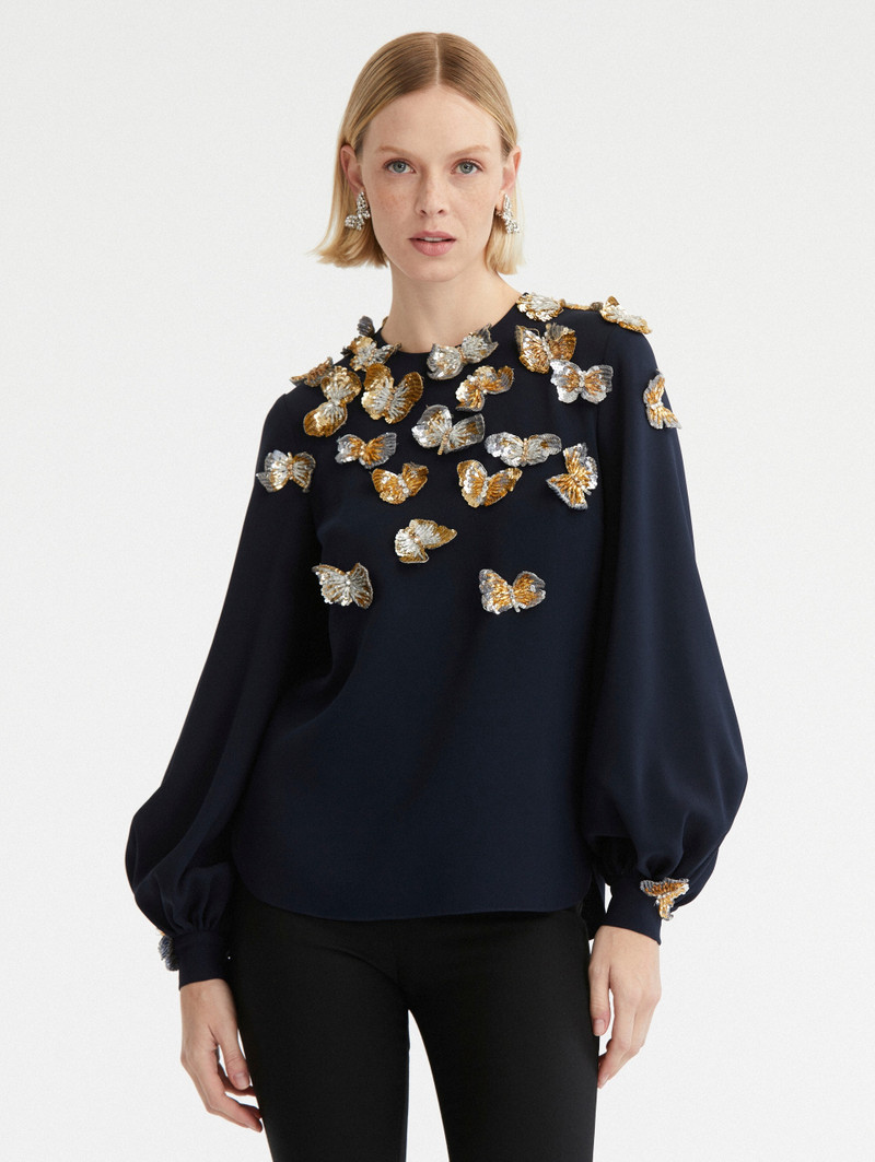 BUTTERFLY SEQUIN EMBROIDERED BLOUSE 2