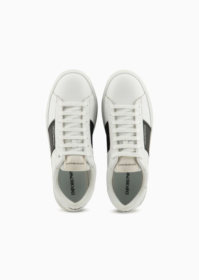 EMPORIO ARMANI Leather sneakers with logo detail outlook