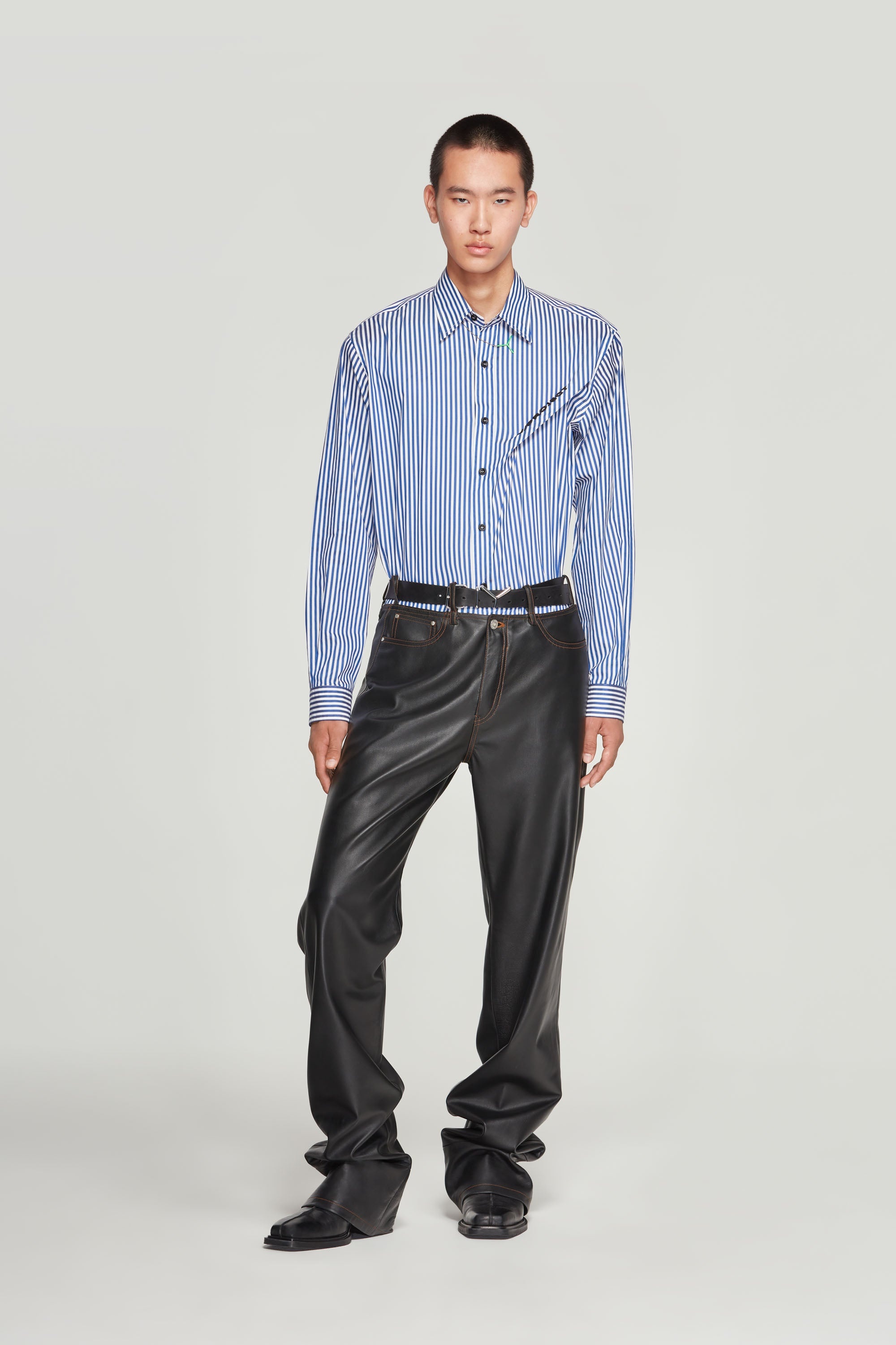 Y Belt Leather Pants - 2