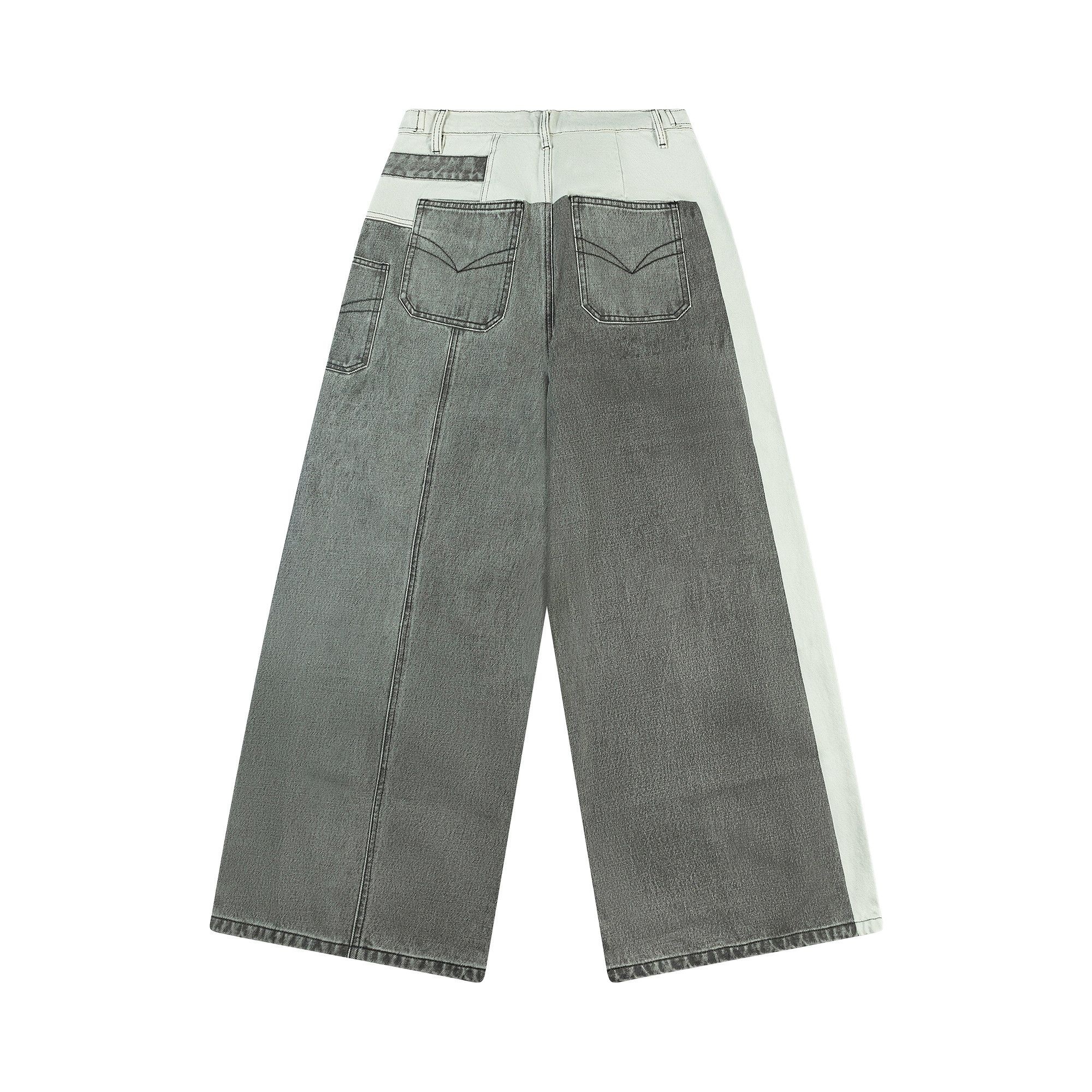 Feng Chen Wang Denim Deconstructed Printed Pants 'Grey' - 2