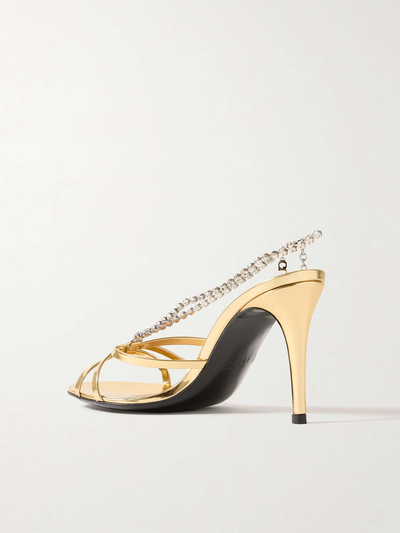 Heloise crystal-embellished metallic leather sandals - 3