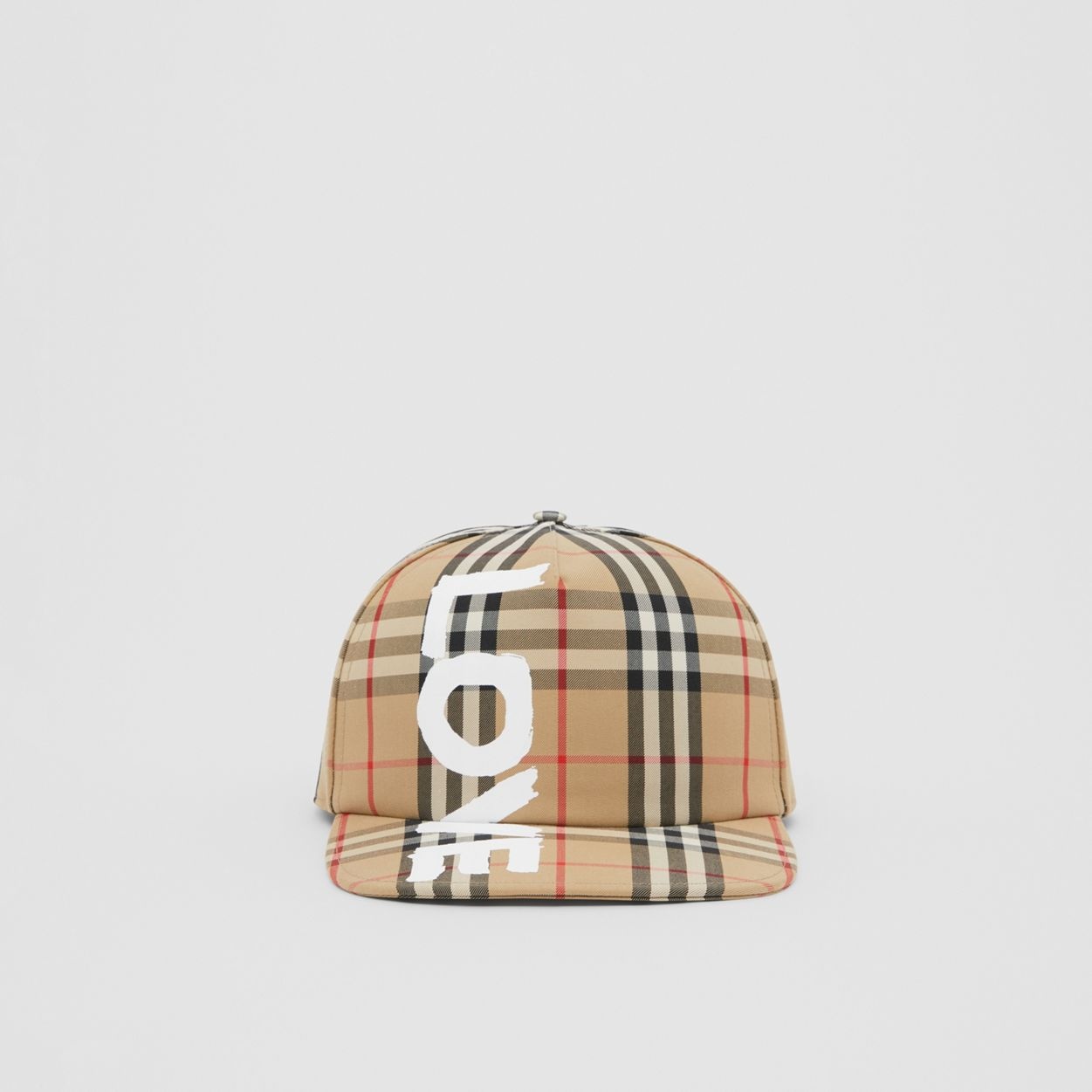 Love Print Vintage Check Baseball Cap - 1