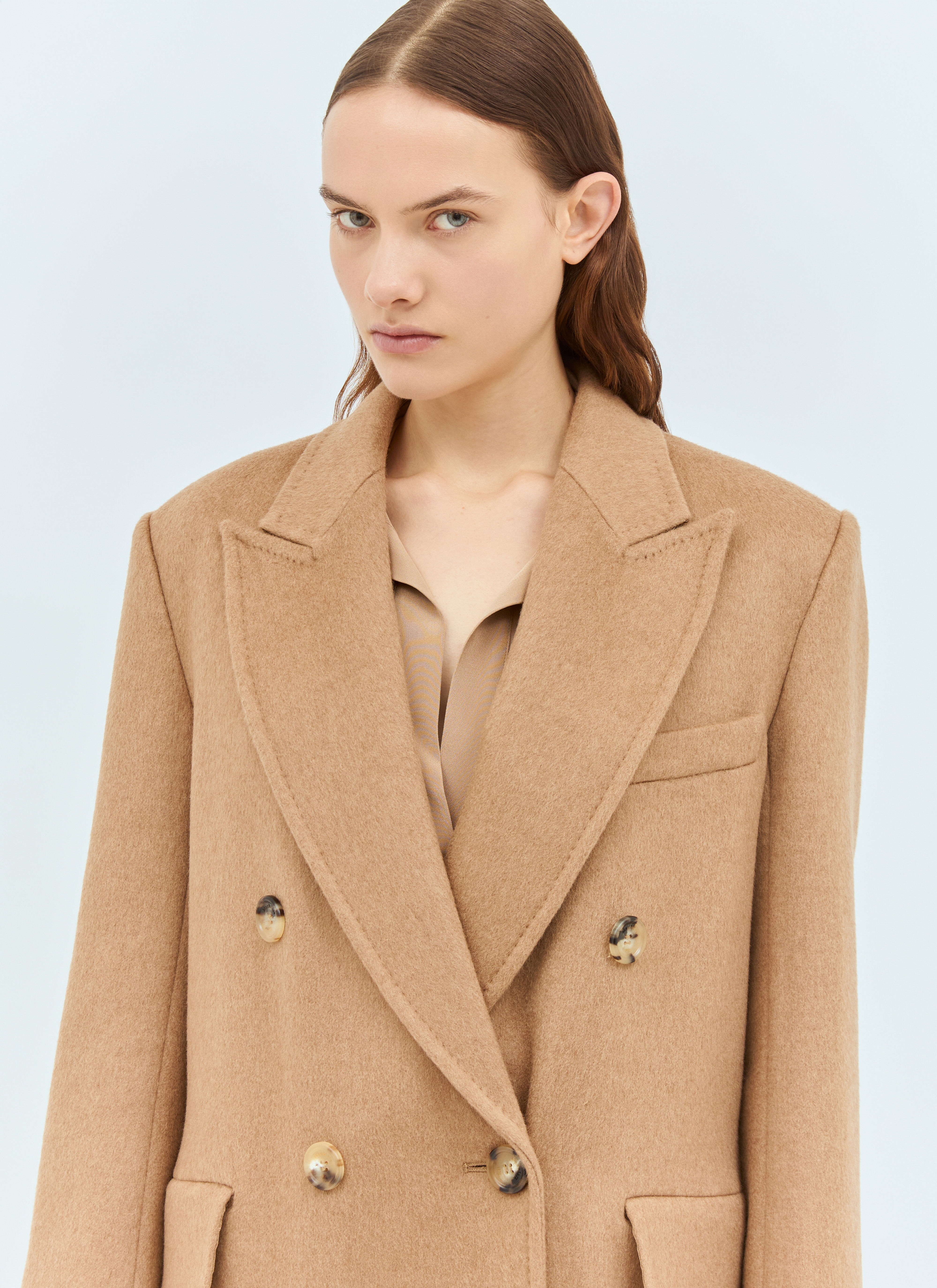 Double-Breasted Camel Coat - 3