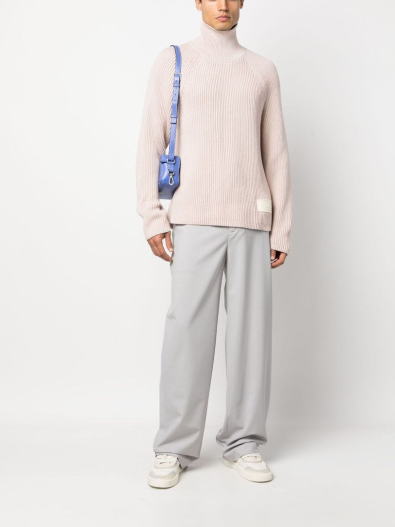AMI Paris logo-patch ribbed jumper outlook