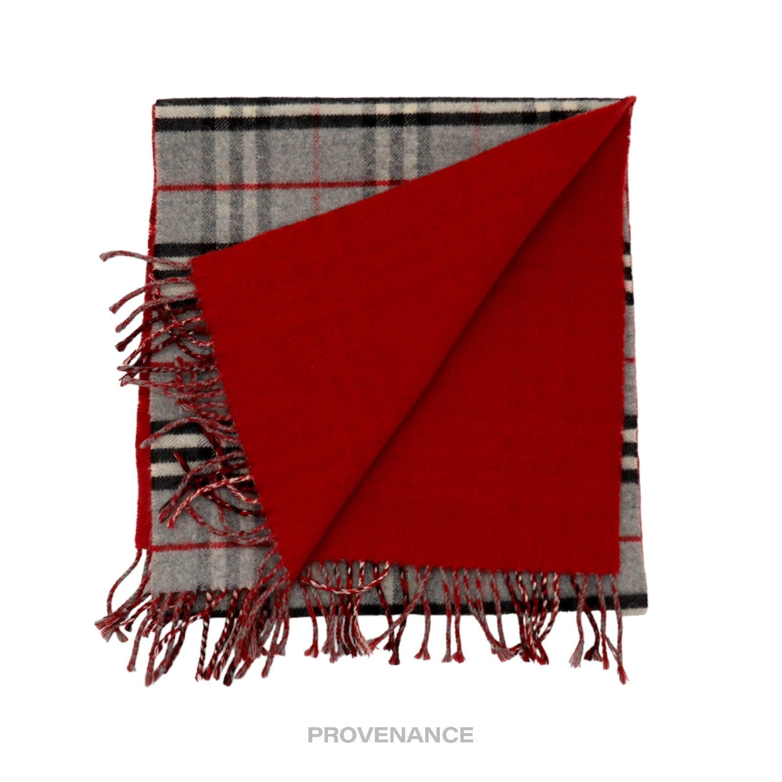 Burberry Scarf - Nova Check Cashmere Grey Red - 3