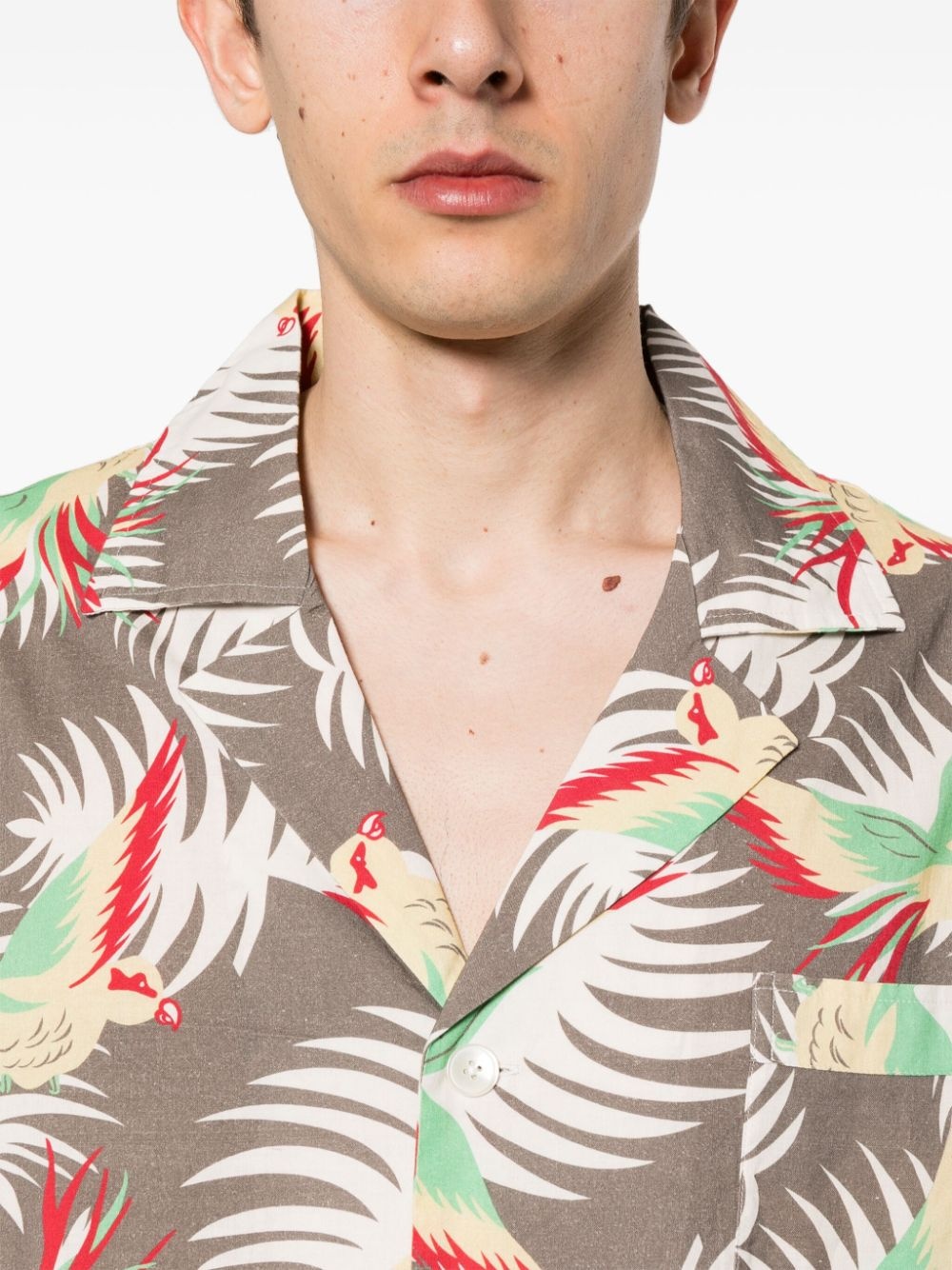 motif-print cotton shirt - 5