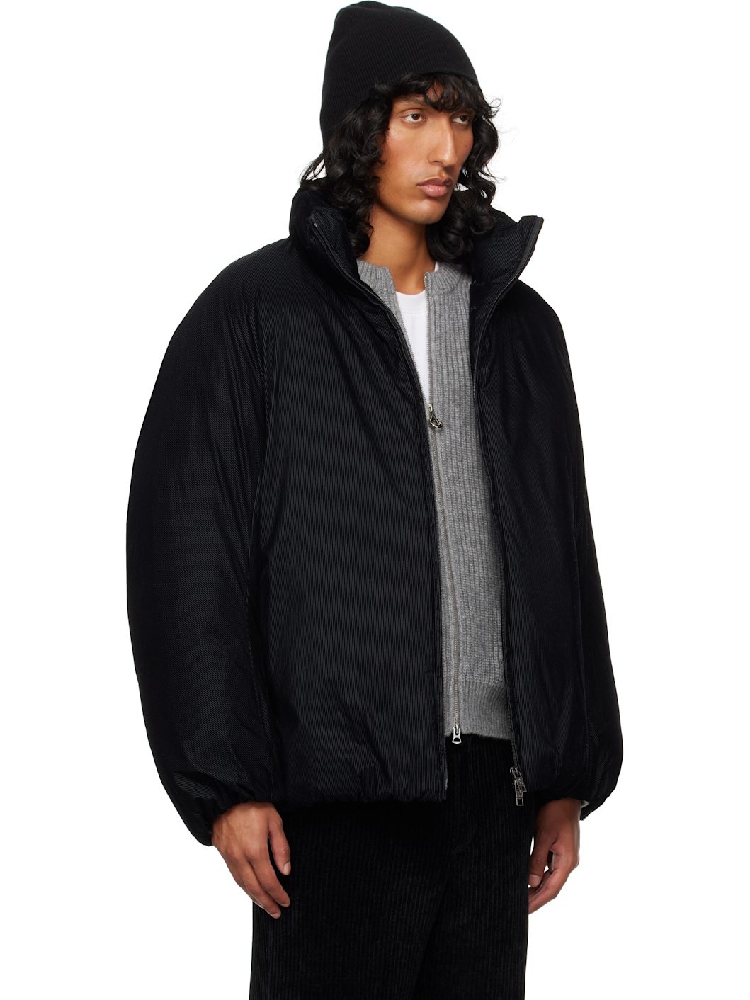 Black Flocked Jacket - 2