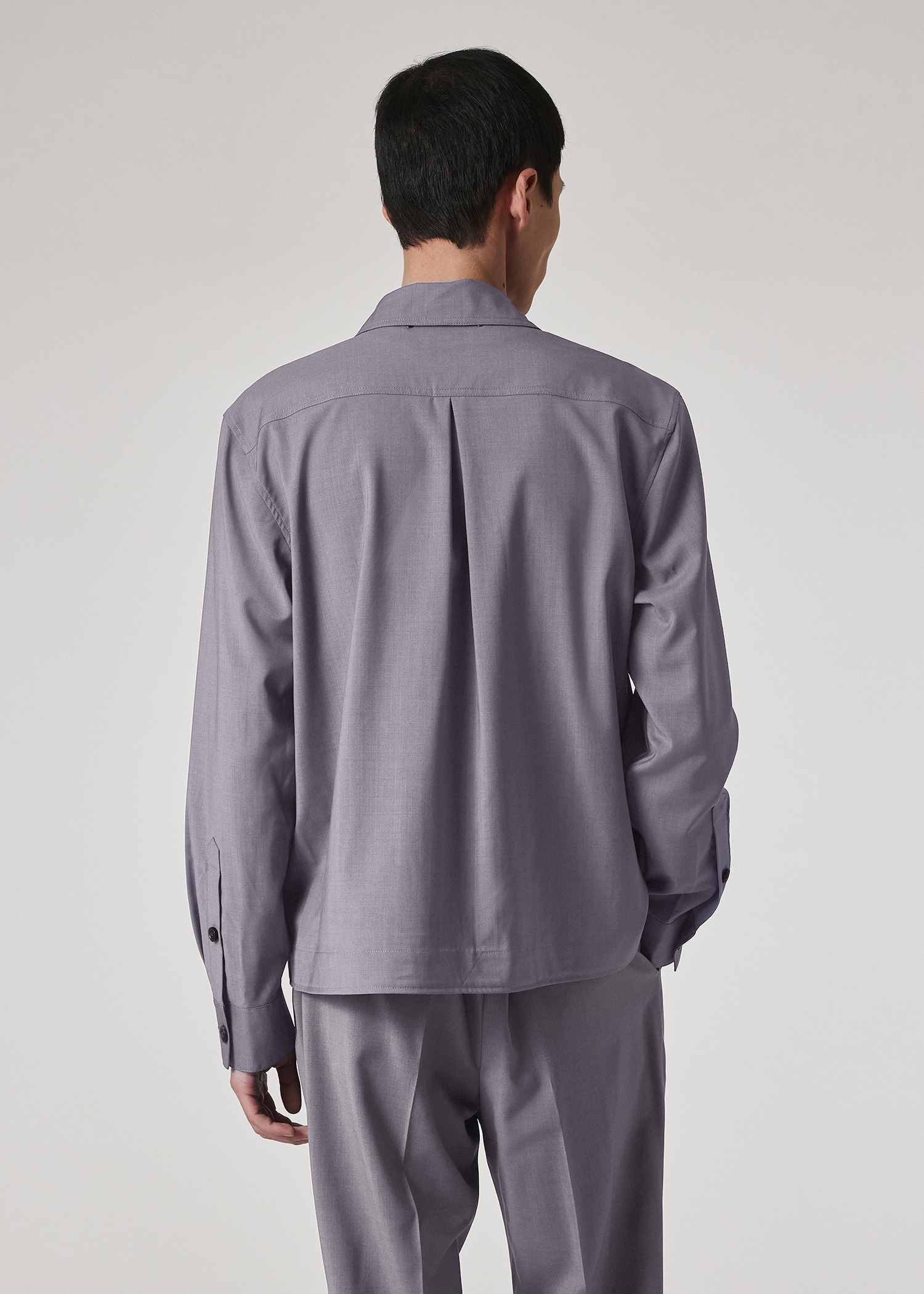 Lavender Overdyed Melange Wool Zip Jacket - 7