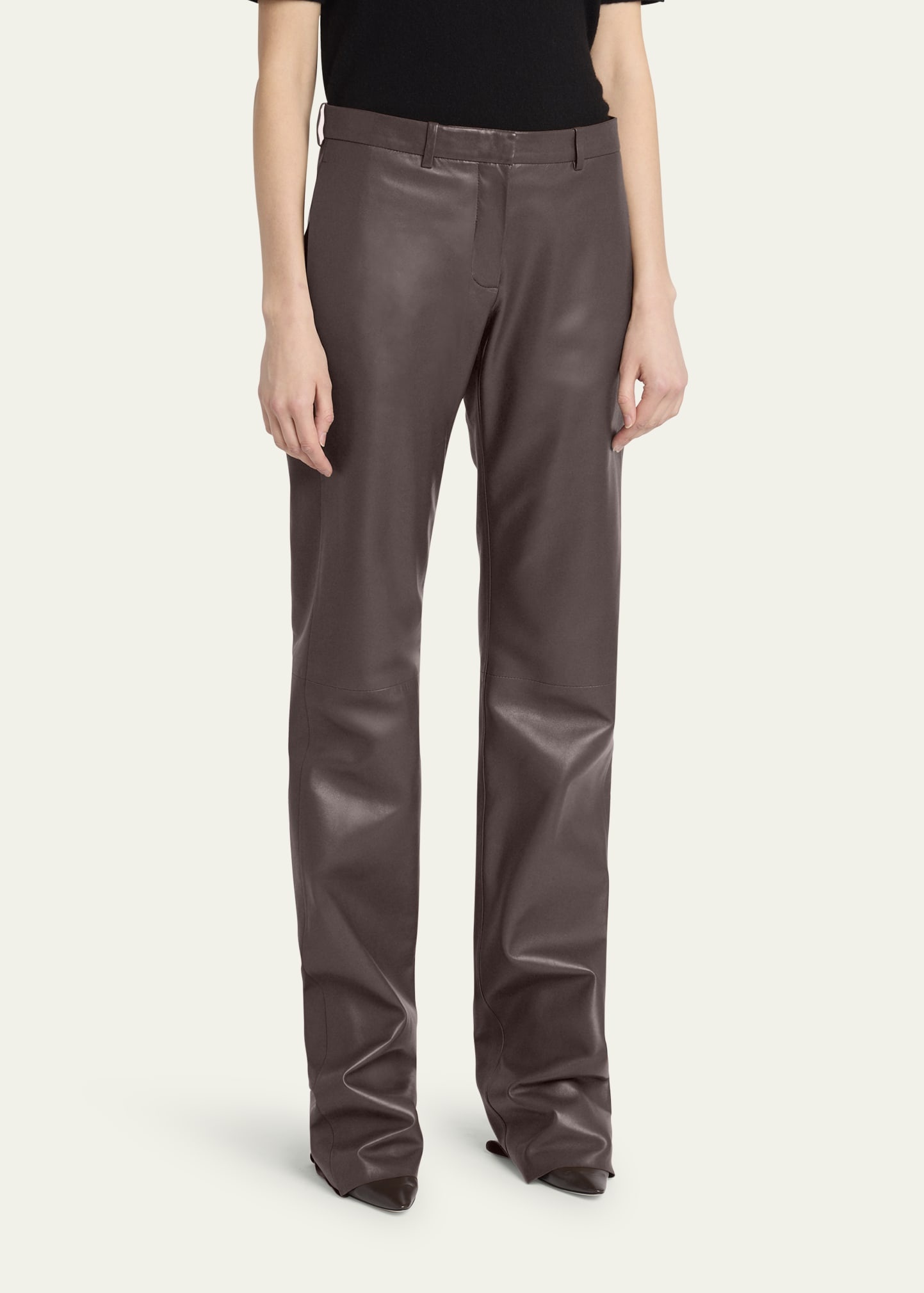 Selviese Straight Leg Leather Pants - 4