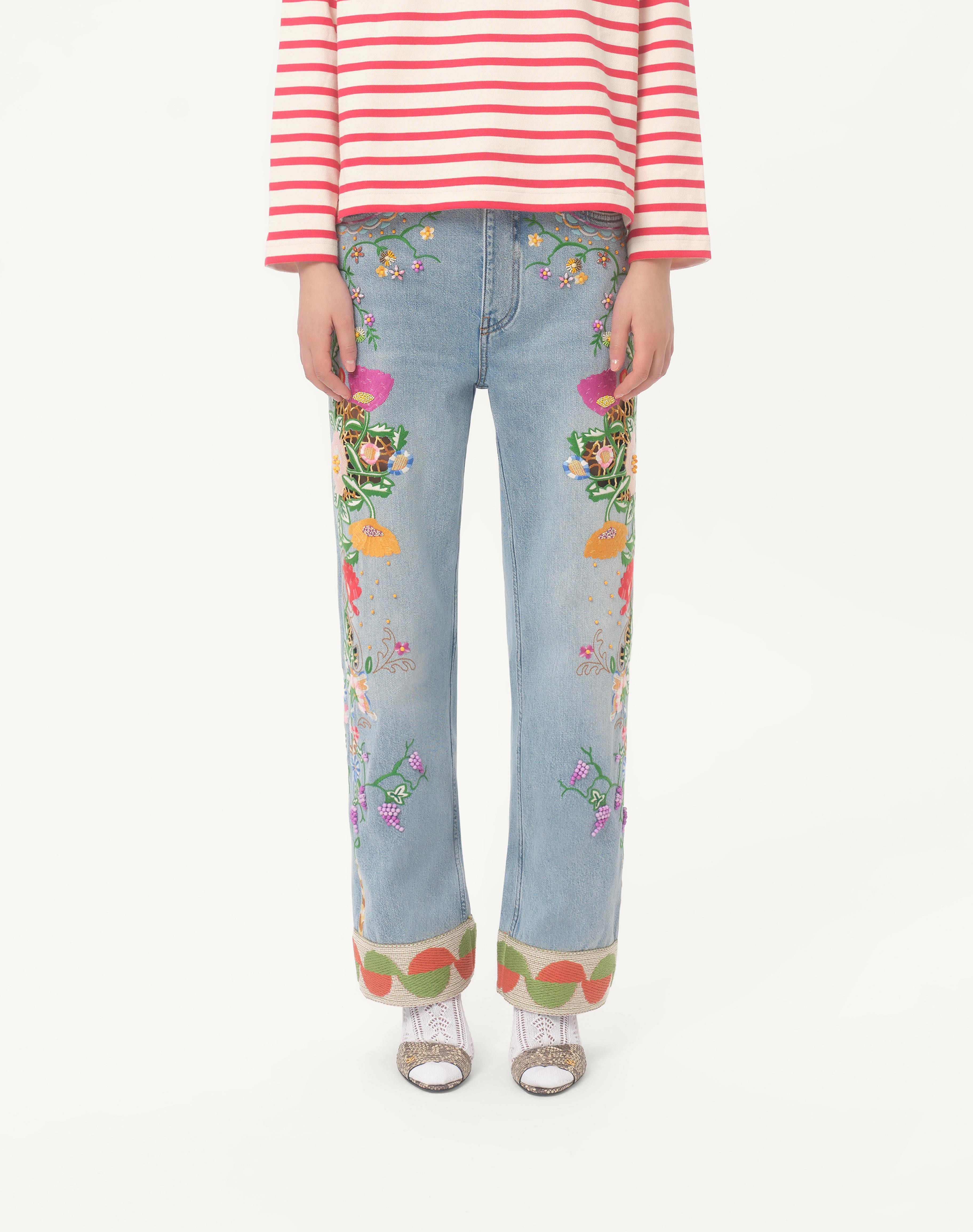 EMBROIDERED DENIM PANTS - 3