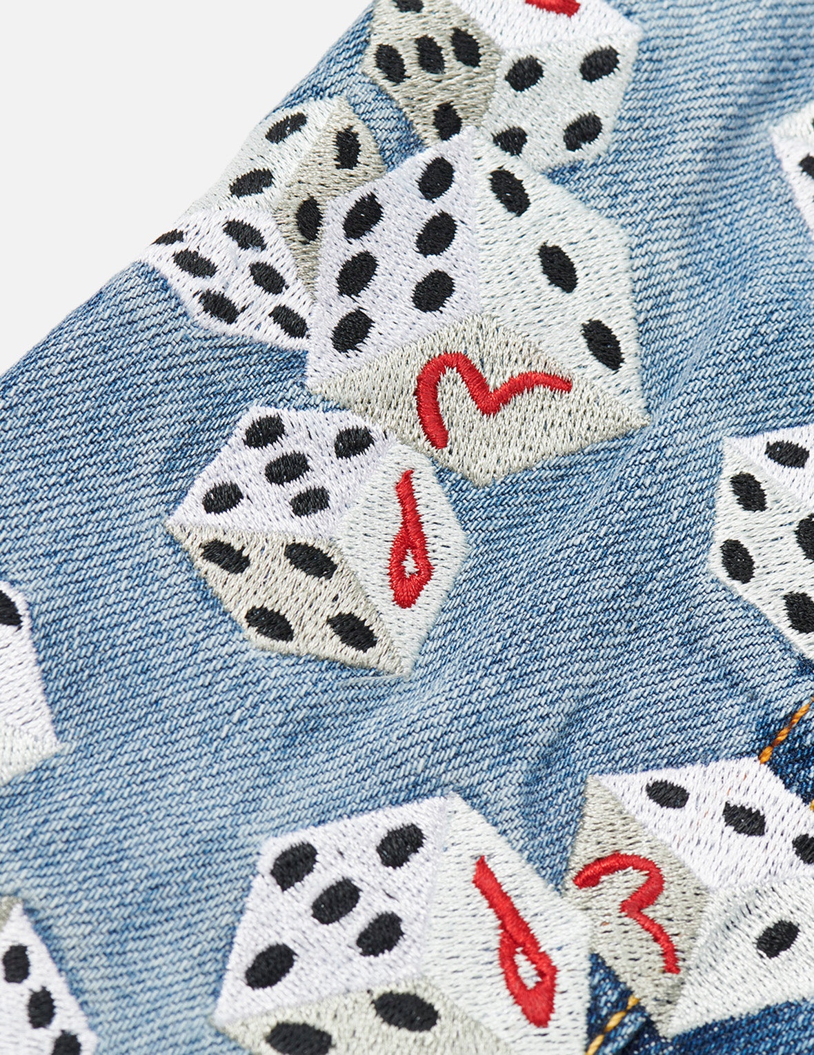 PALACE EVISU Logo Embroidery and Dice Daicock Print Regular Fit Denim Jacket - 4