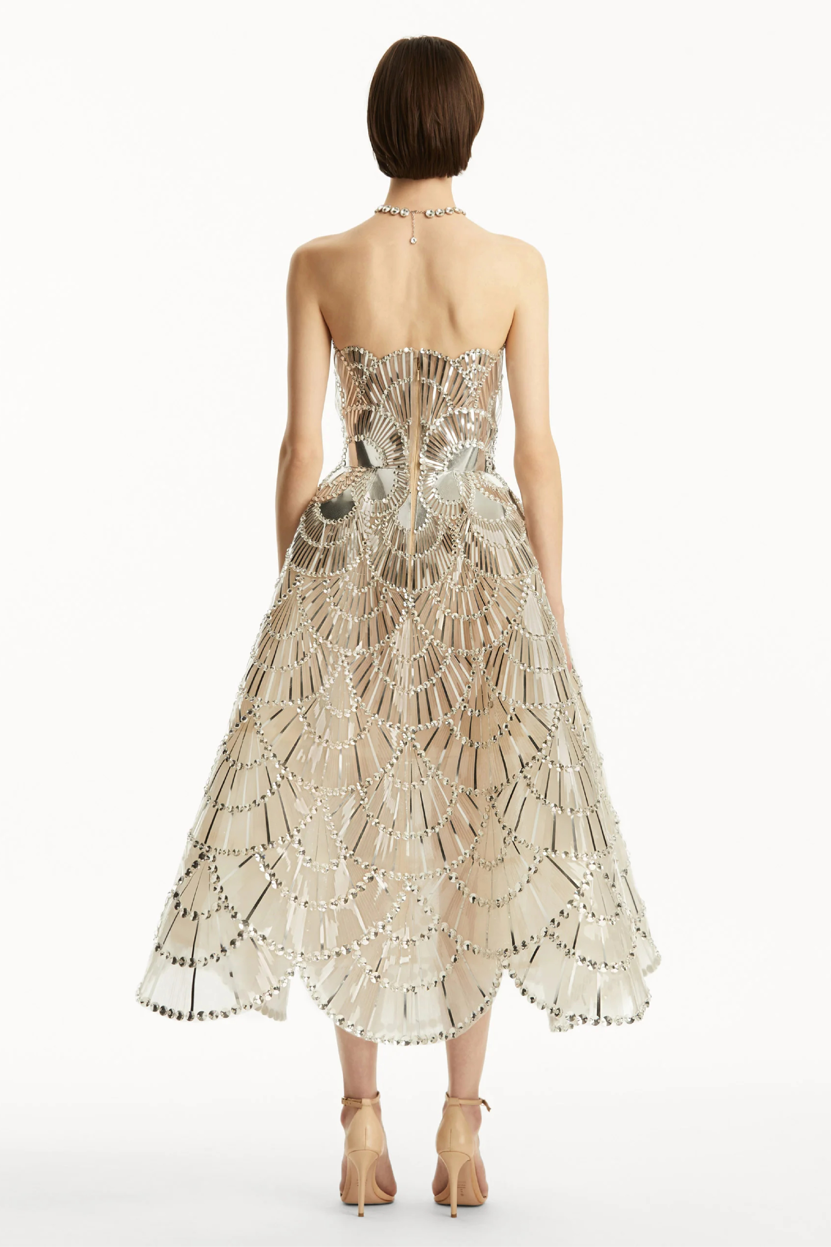 SEQUIN & CRYSTAL SCALLOP EMBROIDERED GOWN - 3