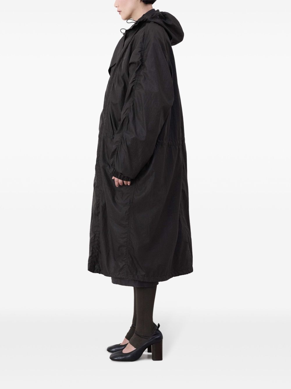 draped-detailing hooded parka - 2