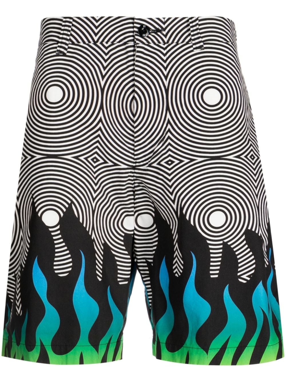 abstract-pattern cotton chino shorts - 1