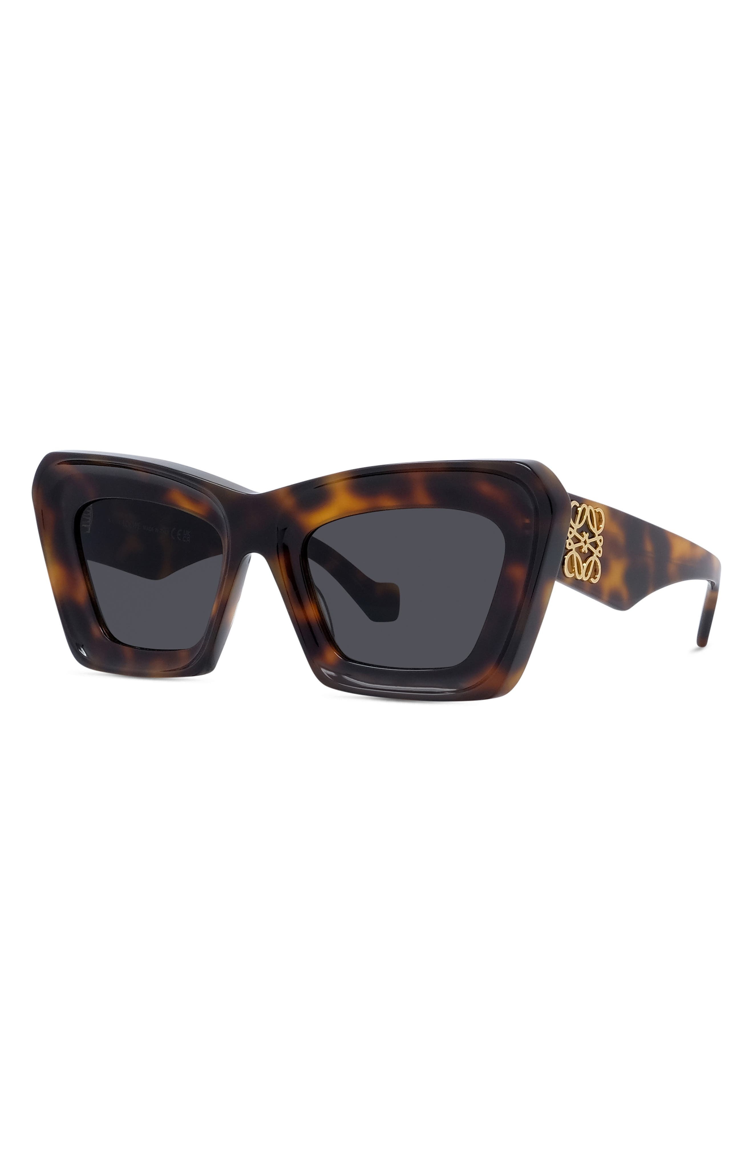 Loewe Anagram 52mm Cat Eye Sunglasses in Dark Havana /Smoke at Nordstrom - 2