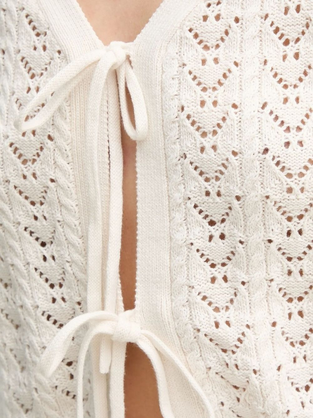 tie-front open-knit cardigan - 4