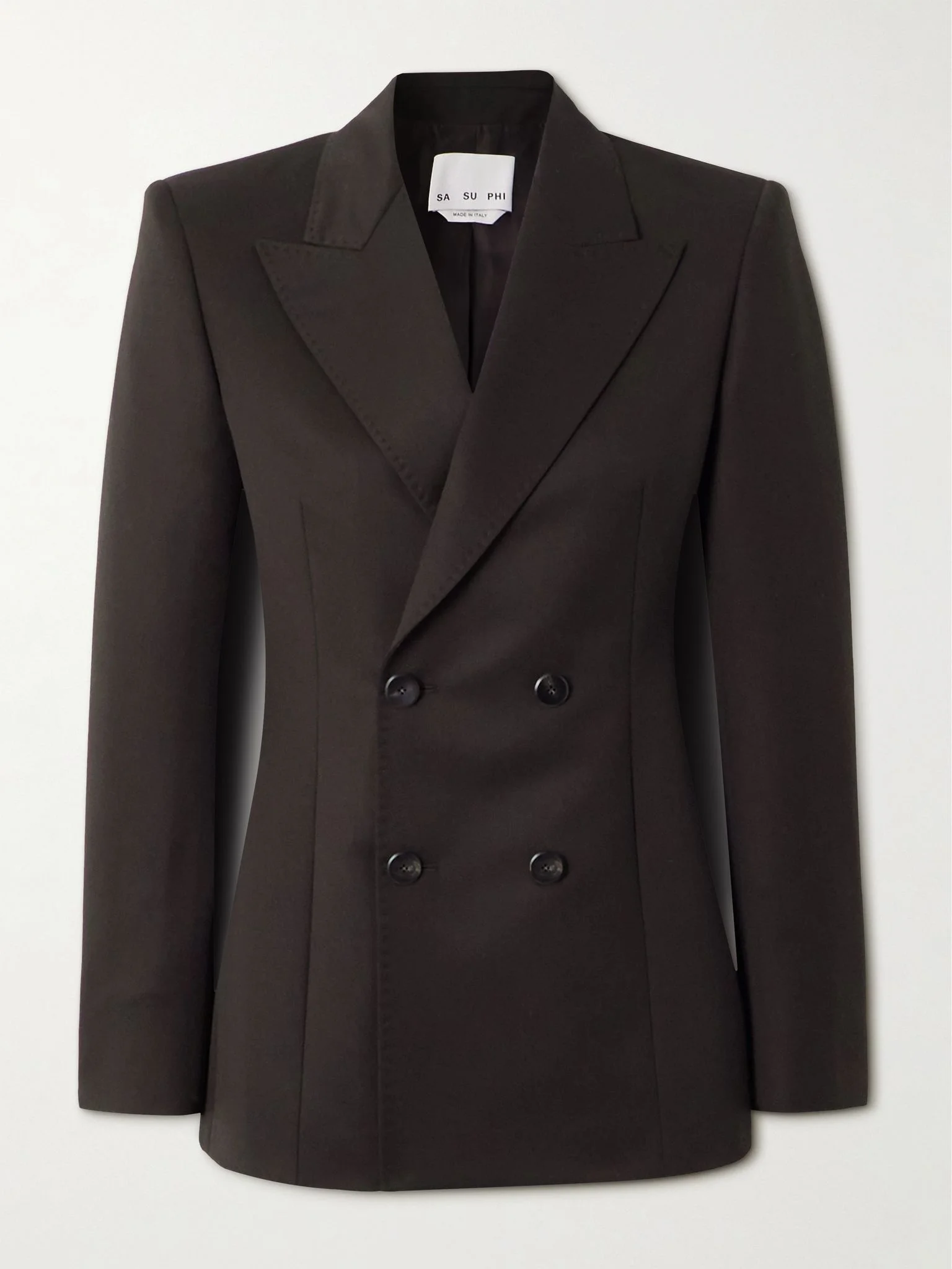 Wool double-breasted blazer Brown - 1