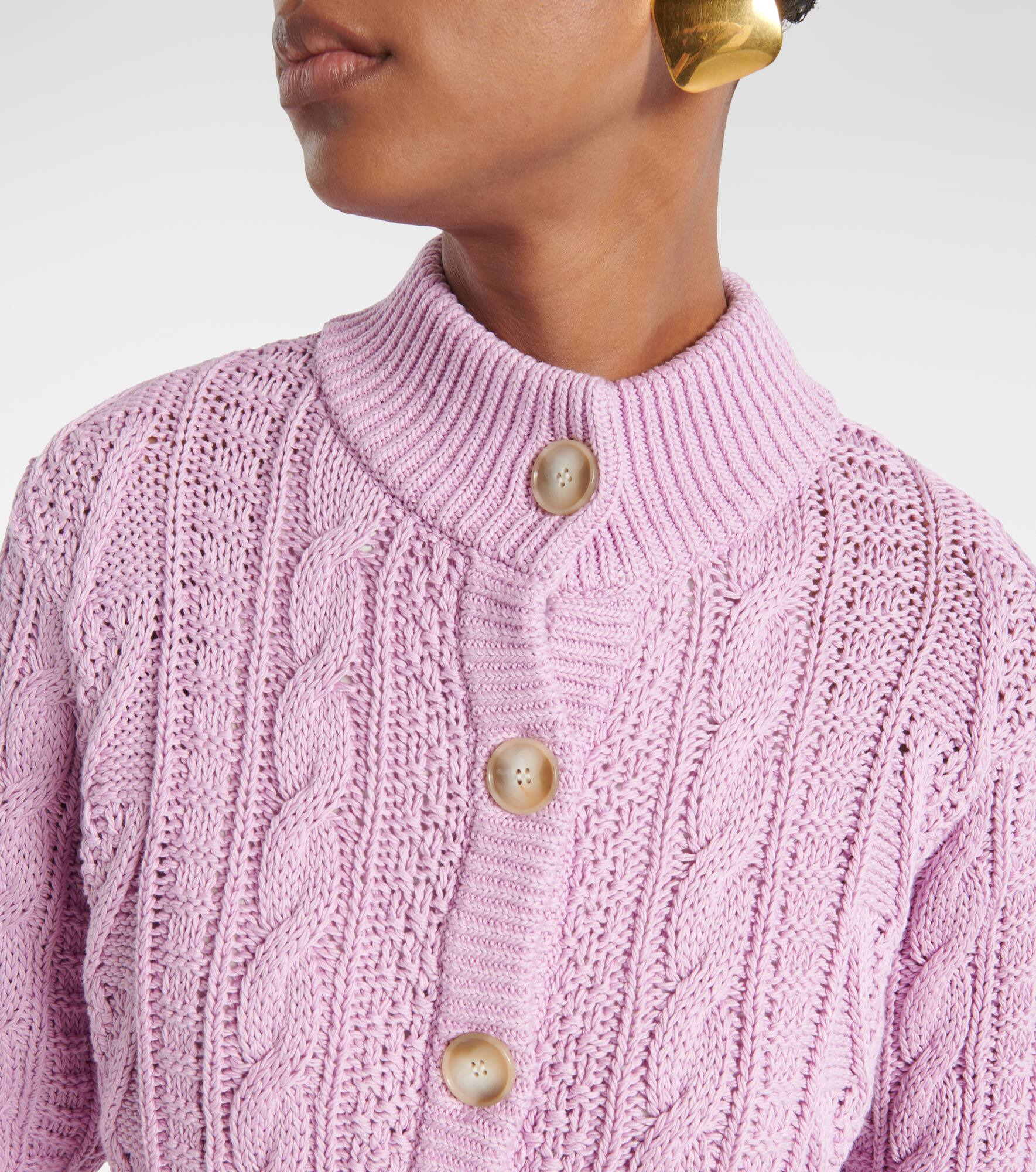 Aleph cable-knit cropped cotton cardigan - 4