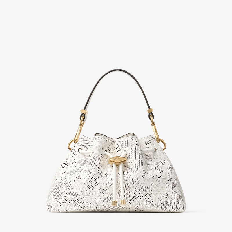 Cinch Small Latte Perforated Lace Leather Shoulder Bag 1