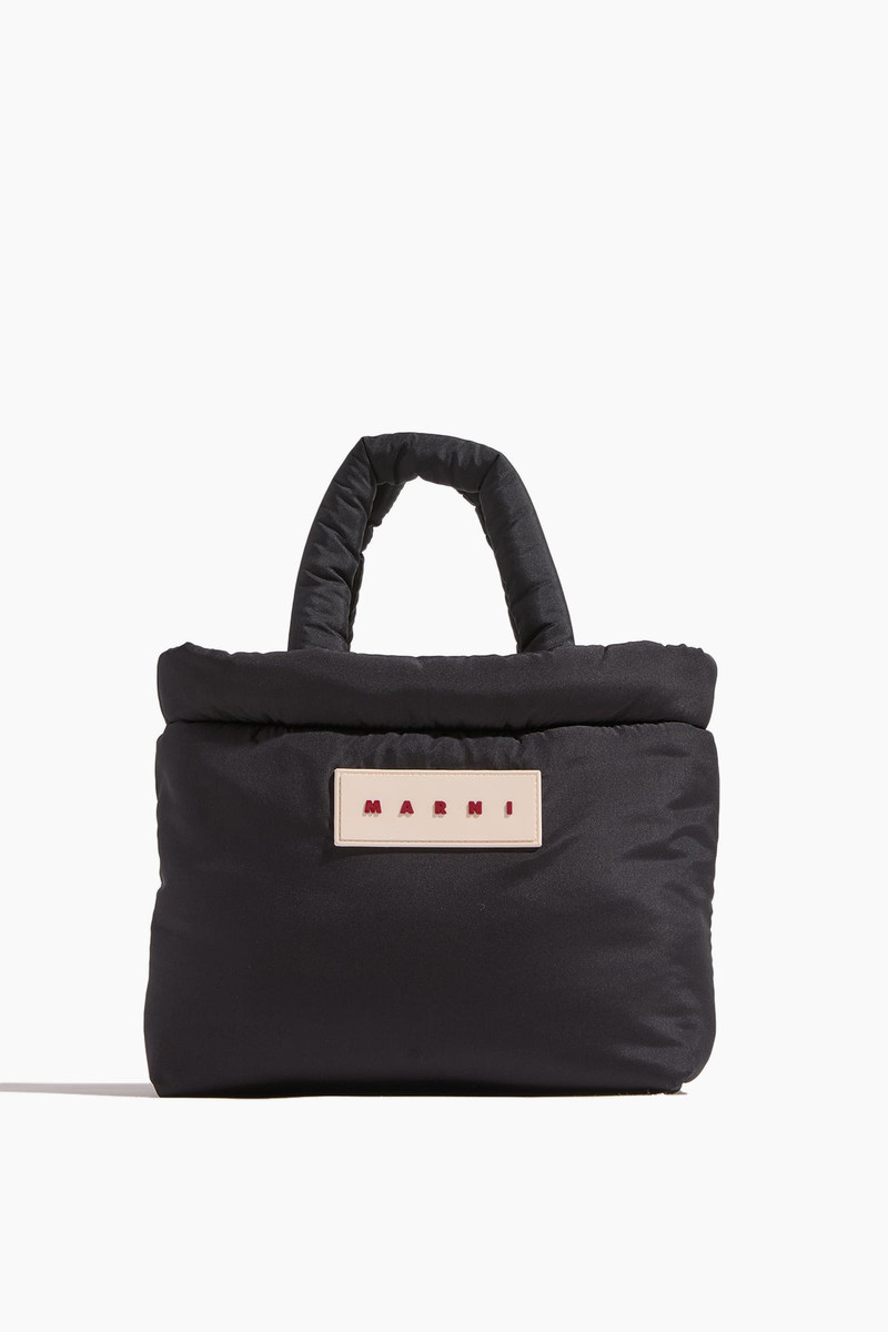 Nylon Puff Small Tote Bag in Black 1