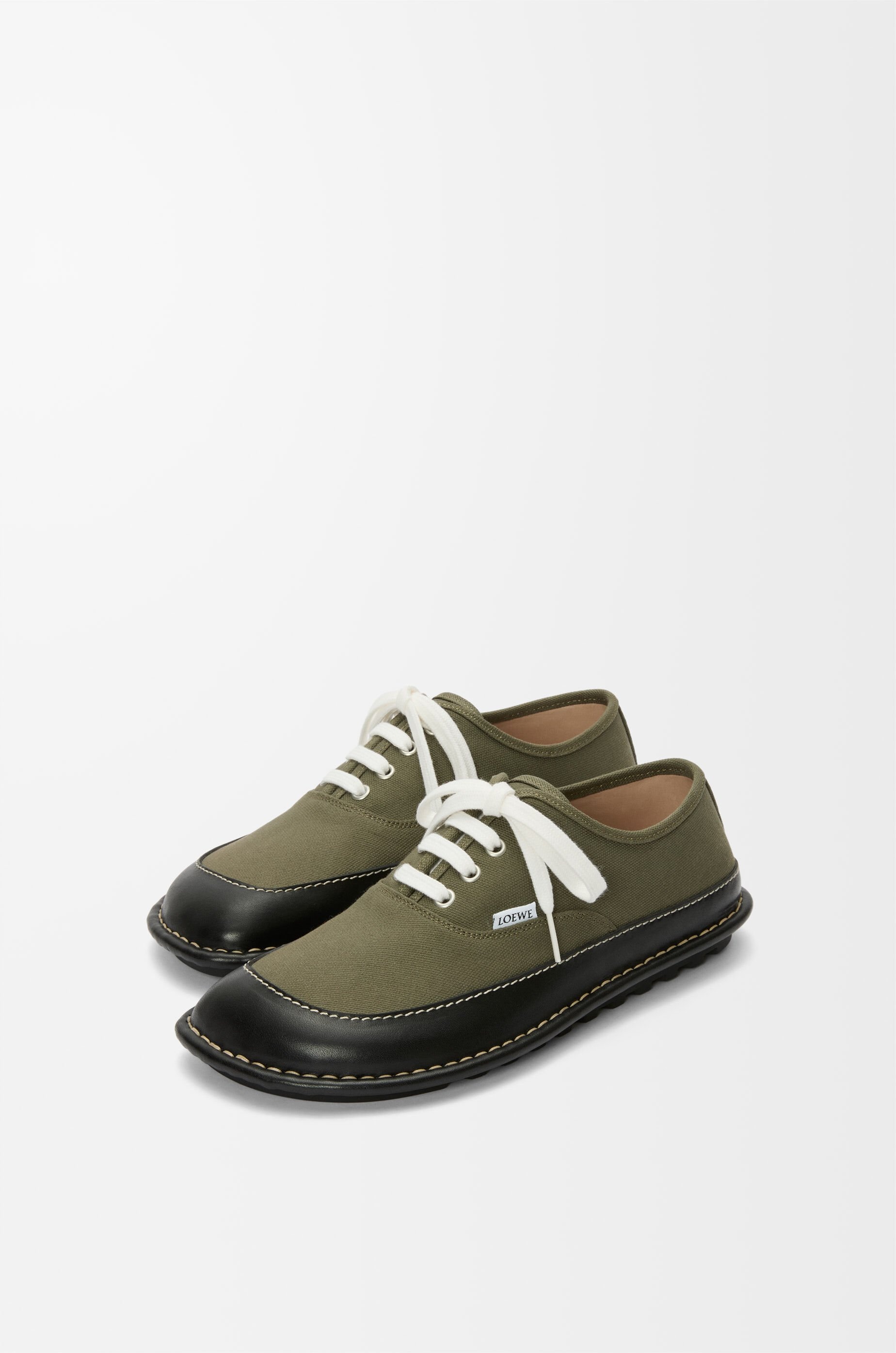 Bay lace-up  in canvas and vegetable-tanned calfskin - 2