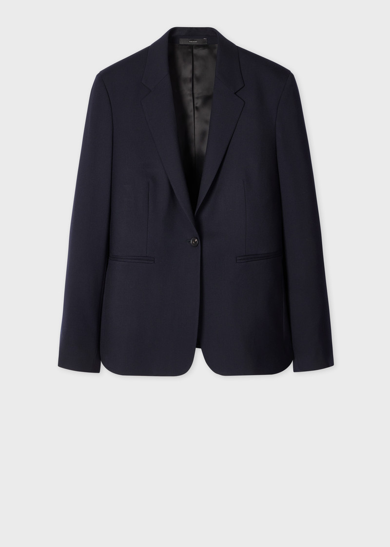 A Suit To Travel In - Women's Navy One-Button Wool Blazer 1