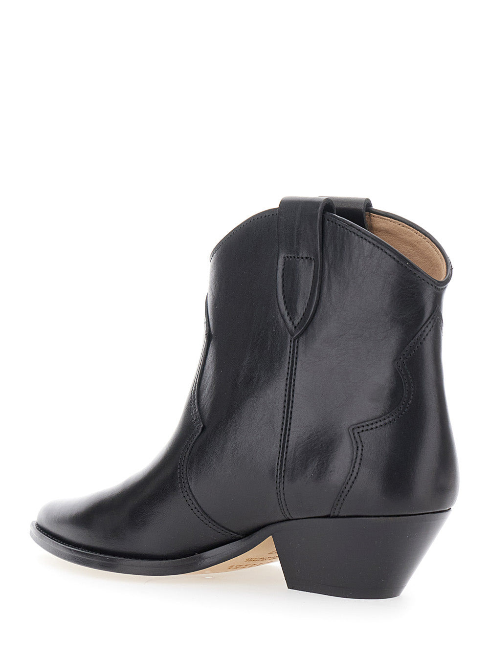 Isabel Marant Women 'Dewina' Black Slip-On Ankle Boots With Low Block Heel In Leather Woman - 3