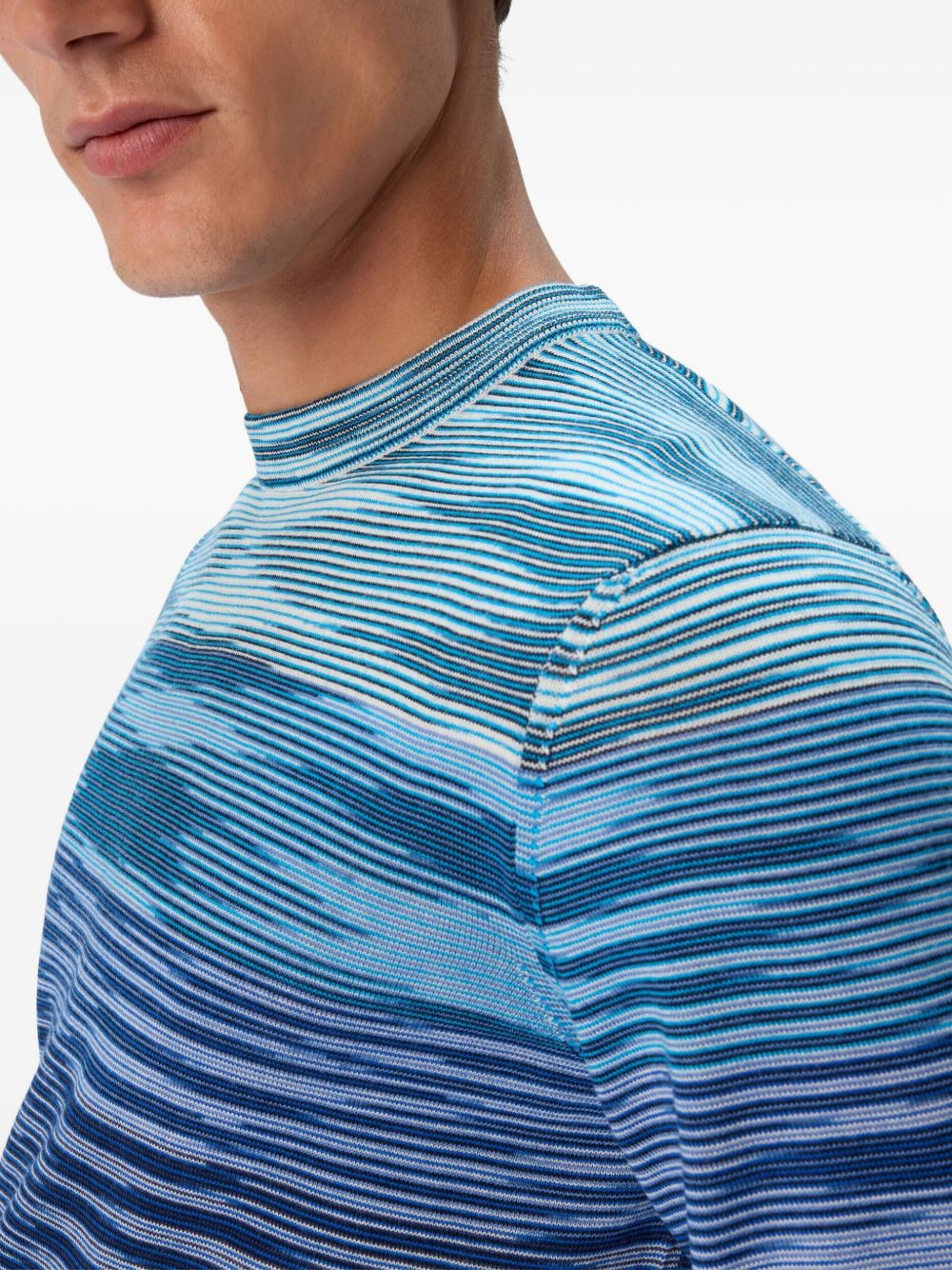 striped wave-pattern sweater - 4