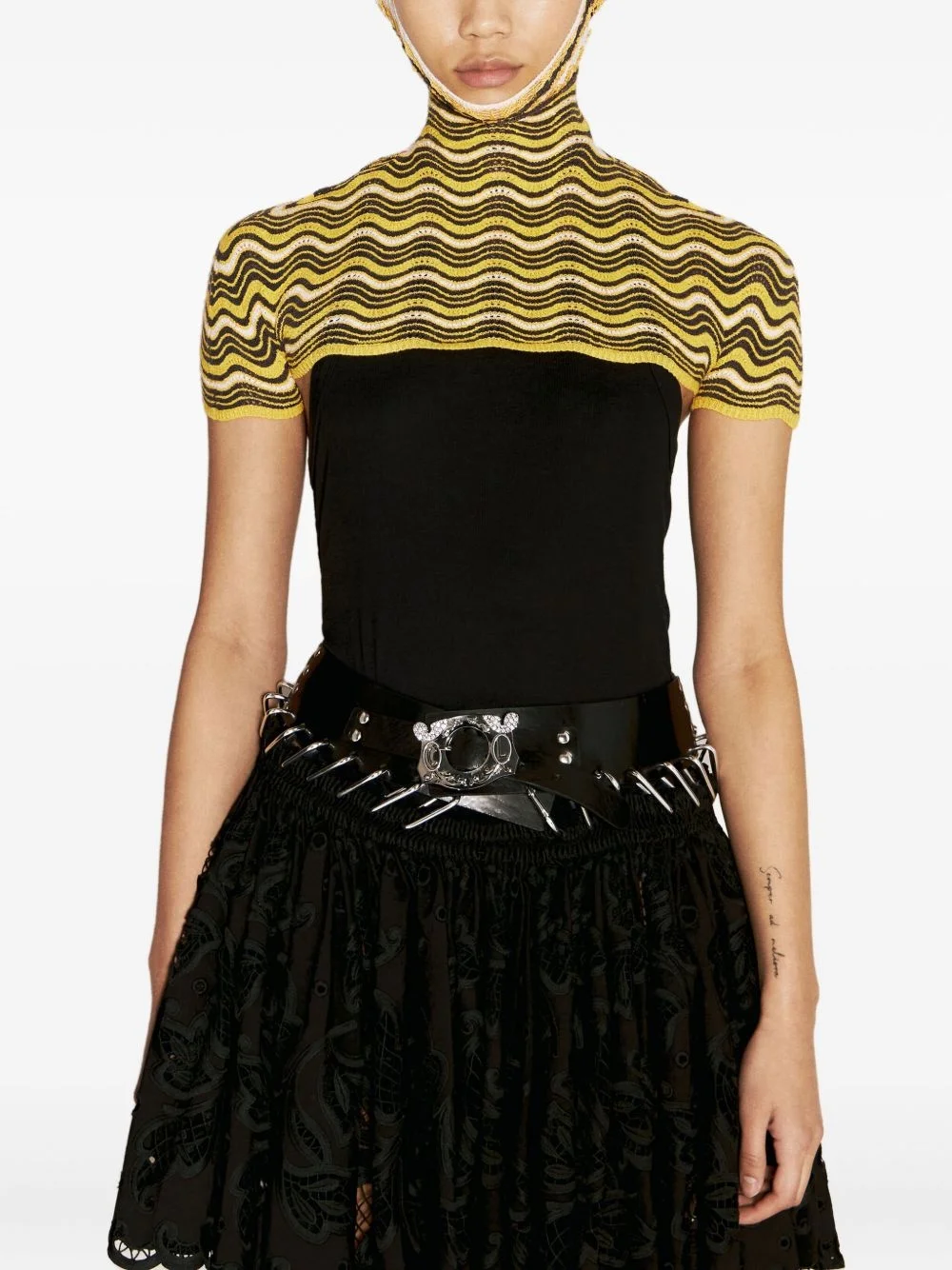 wave-pattern knitted top - 1