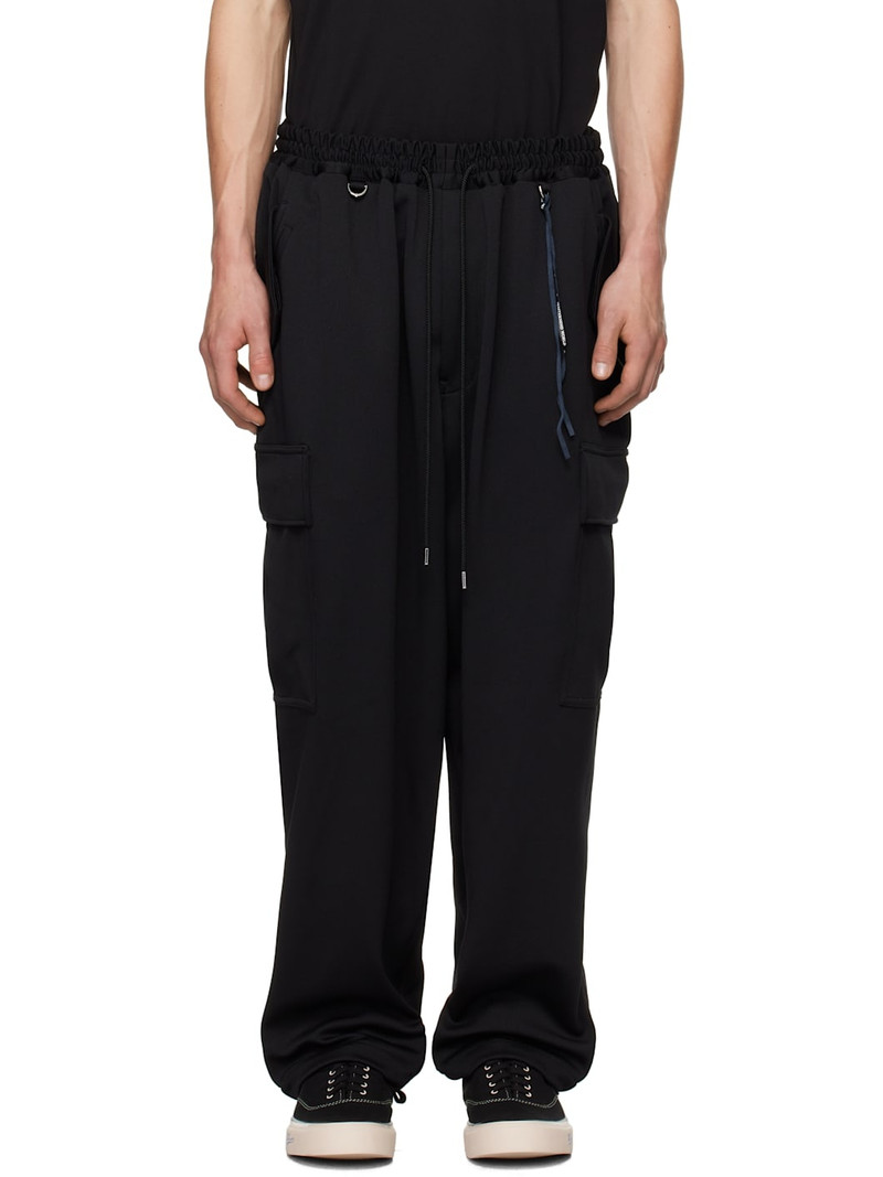 Black Wide Fit Jersey Cargo Pants - 1