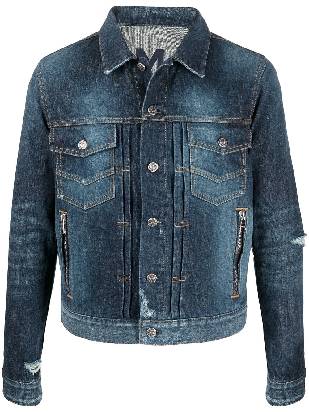 distressed-effect denim jacket - 1