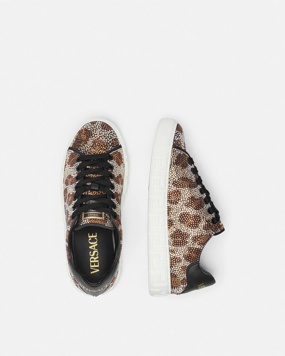 Crystal Leopard Greca Sneakers - 4