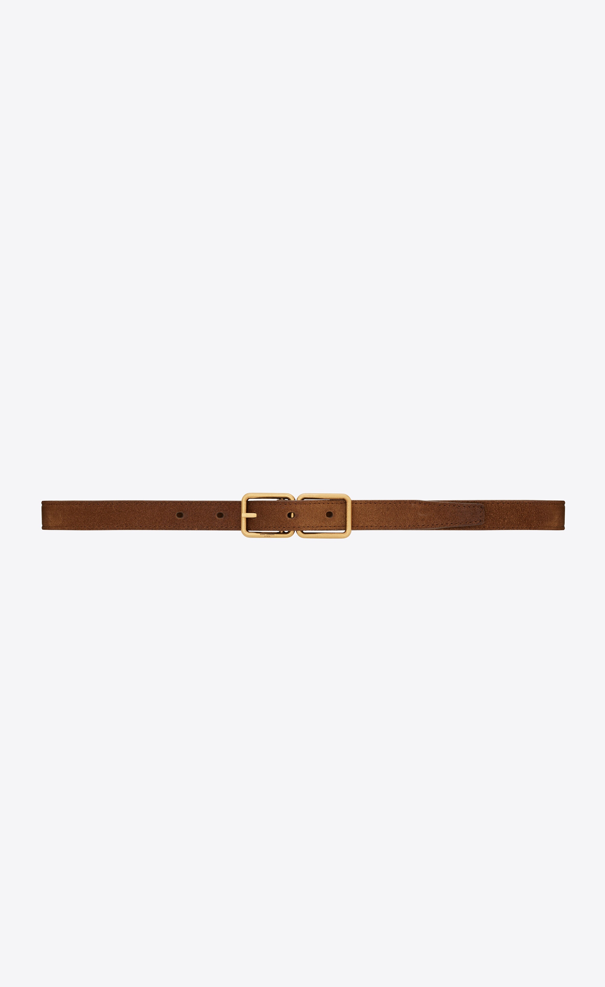 double-buckle thin belt in aged suede - 1
