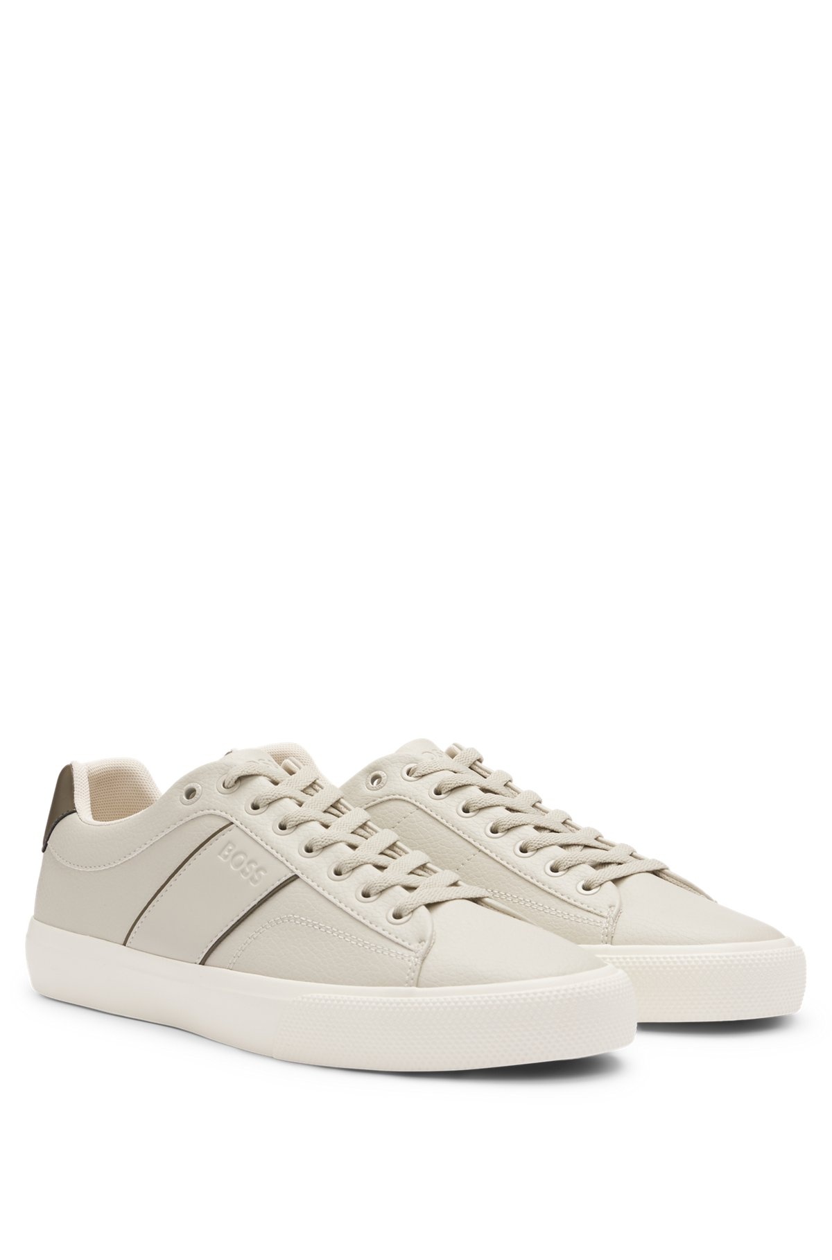 FAUX-LEATHER TRAINERS WITH PLAIN AND GRAINED TEXTURES - 2