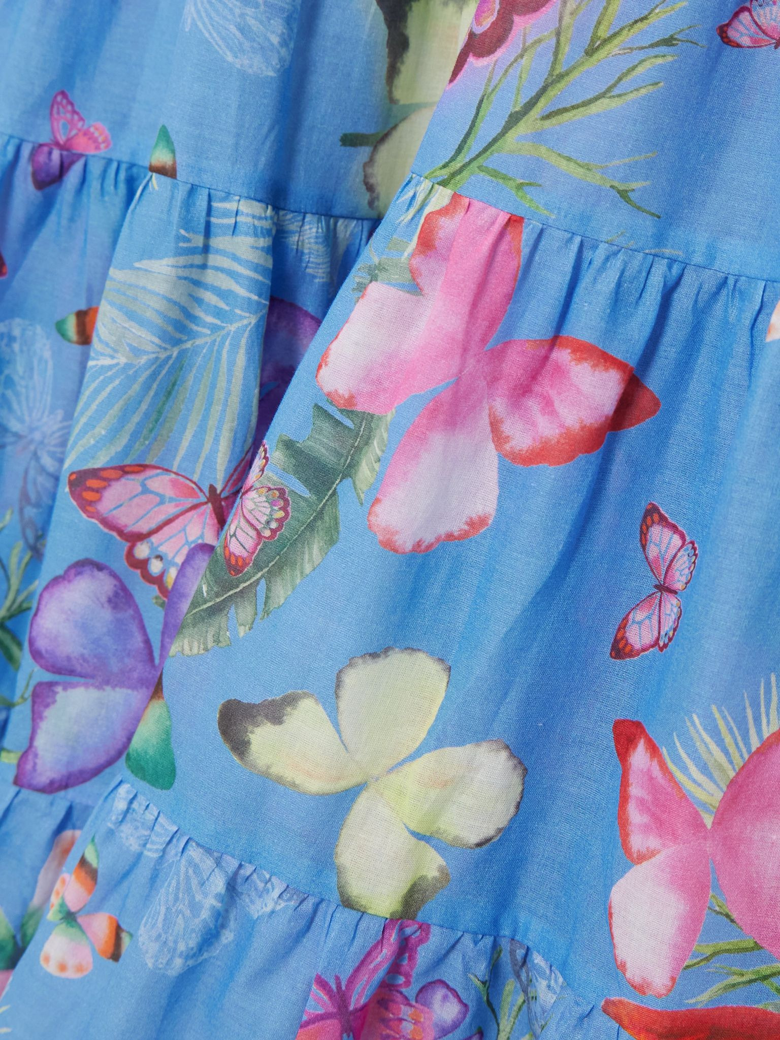 Danny strapless tiered printed cotton-blend maxi dress Blue - 4