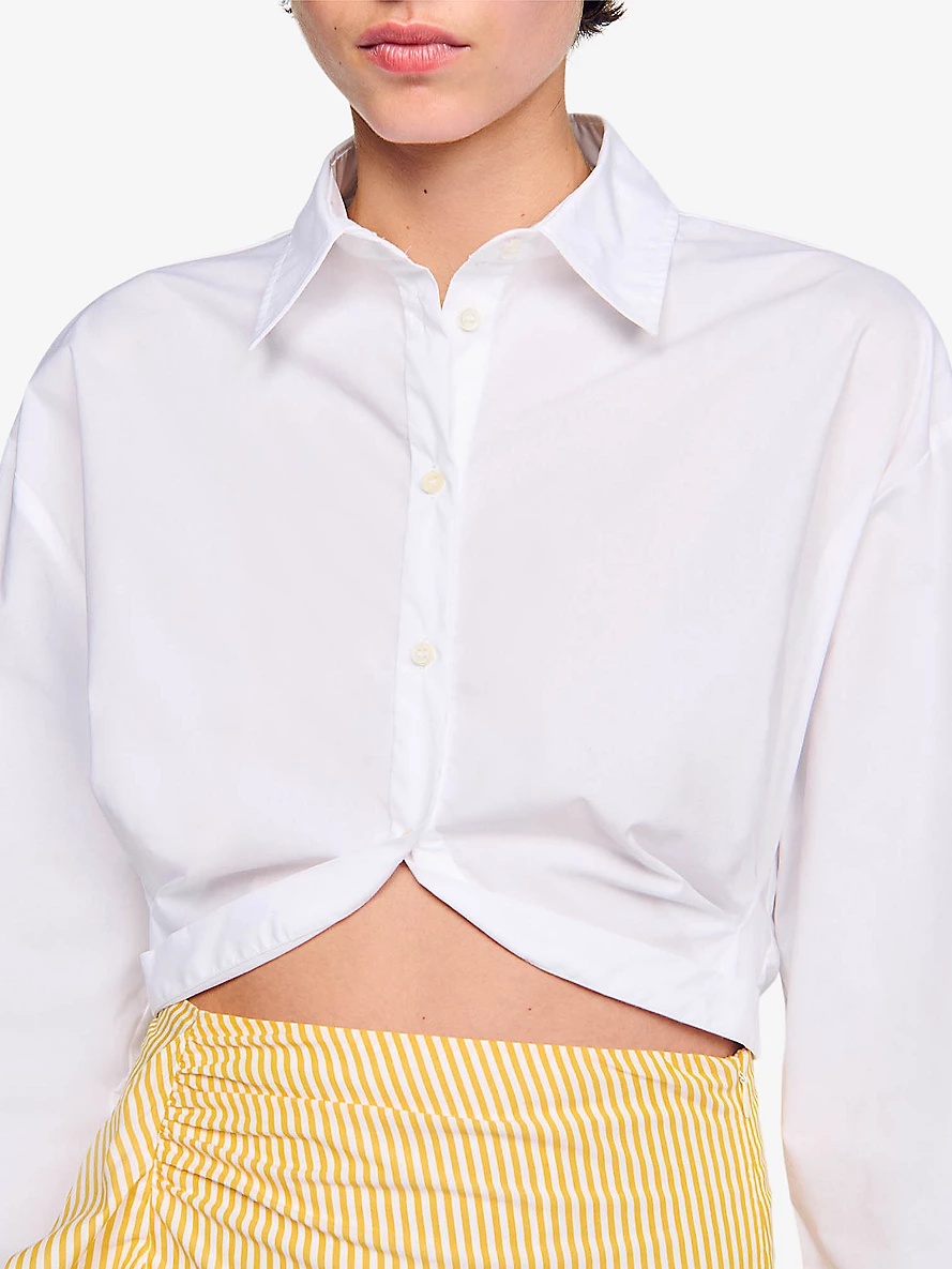 Curved-hem cropped cotton shirt - 5