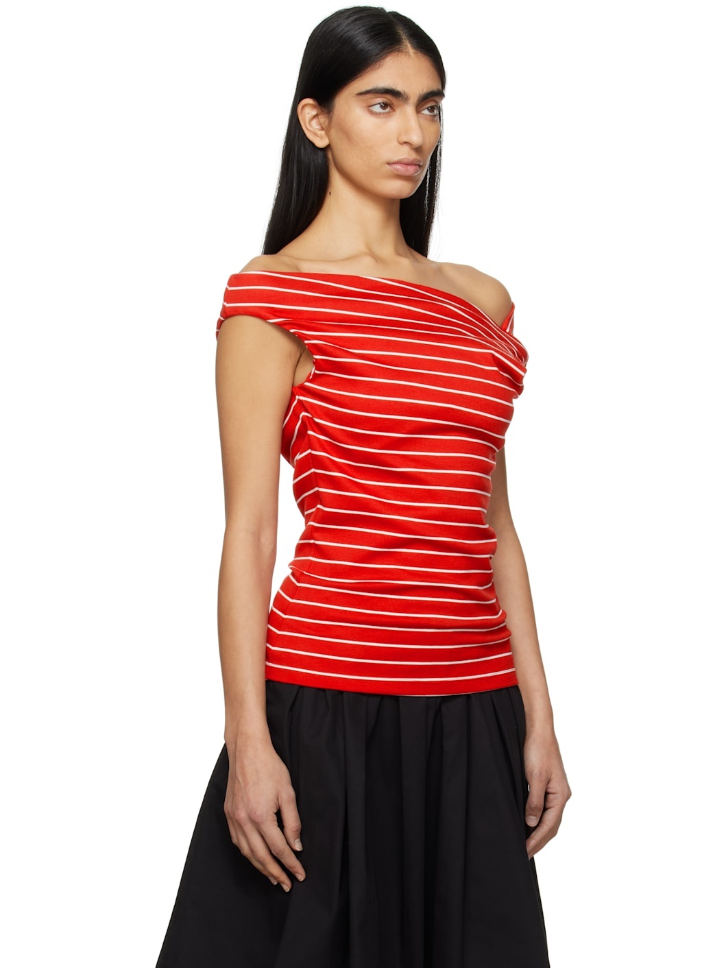 Red & White Striped Blouse - 2