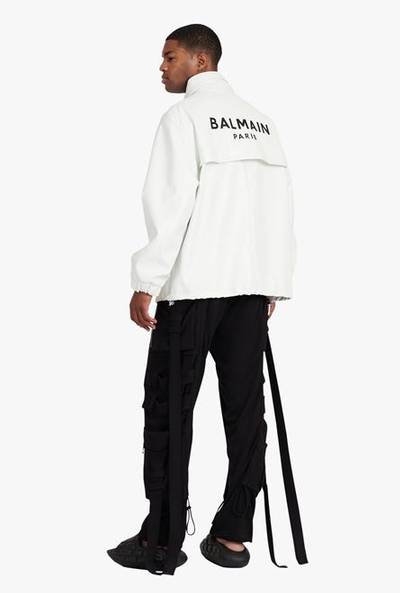 Balmain White and black faux leather bomber jacket outlook