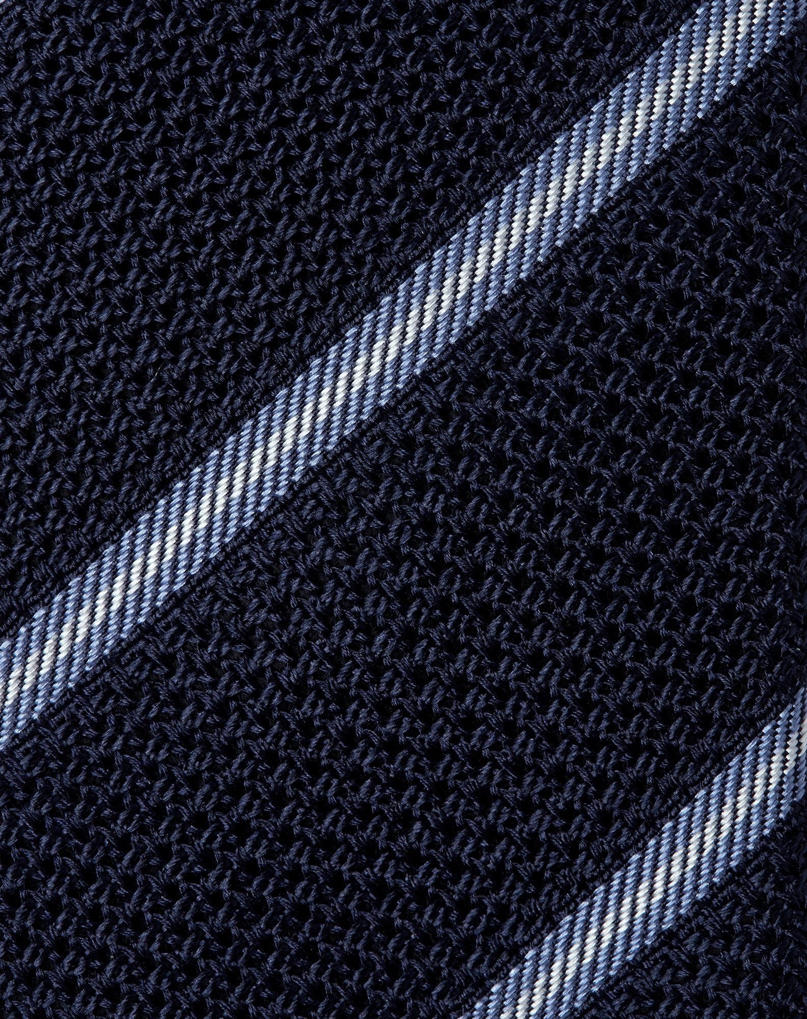 Regimental blue brushed silk tie - 4