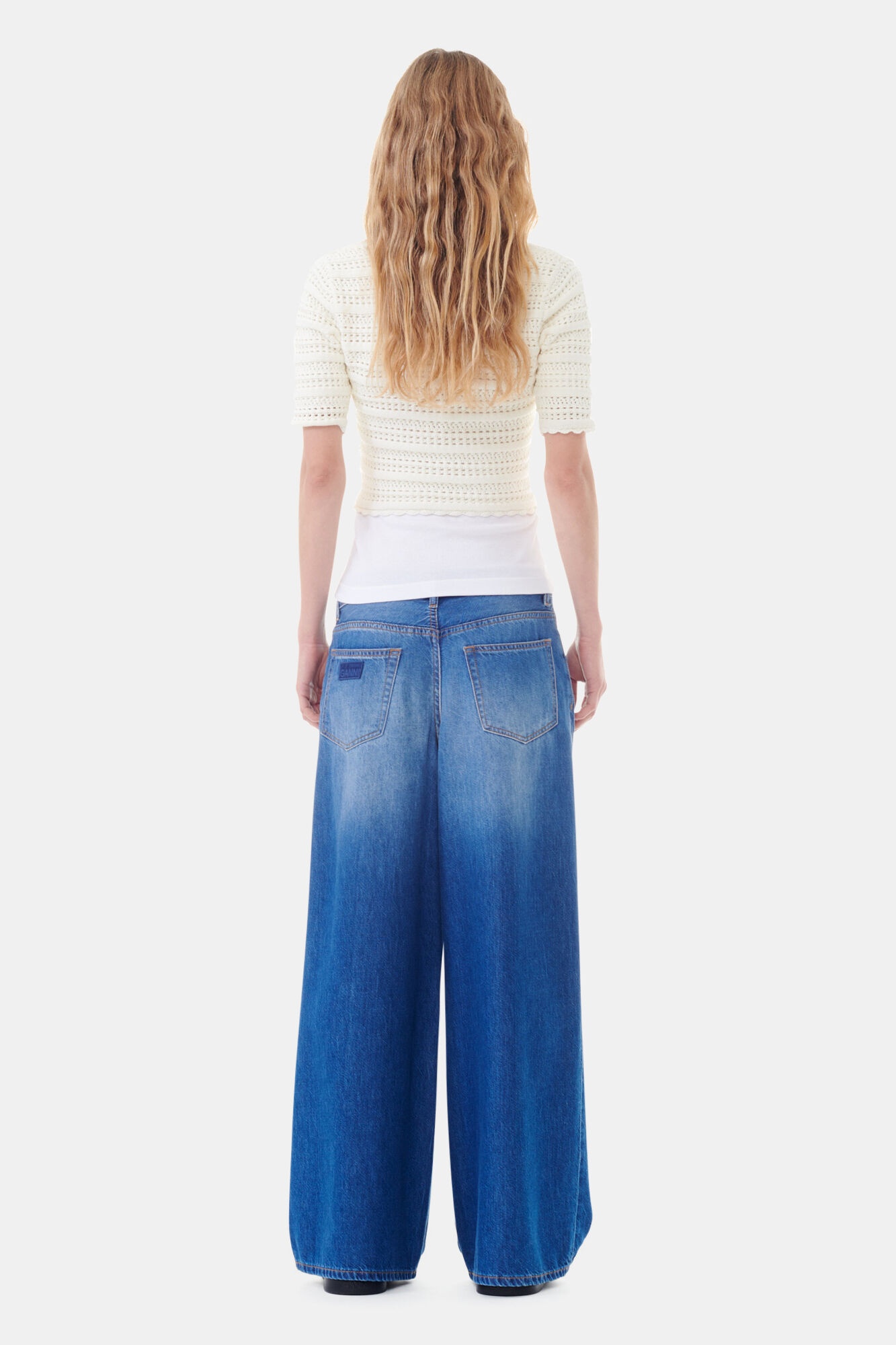 BLUE DENIM WIDE JEANS - 4