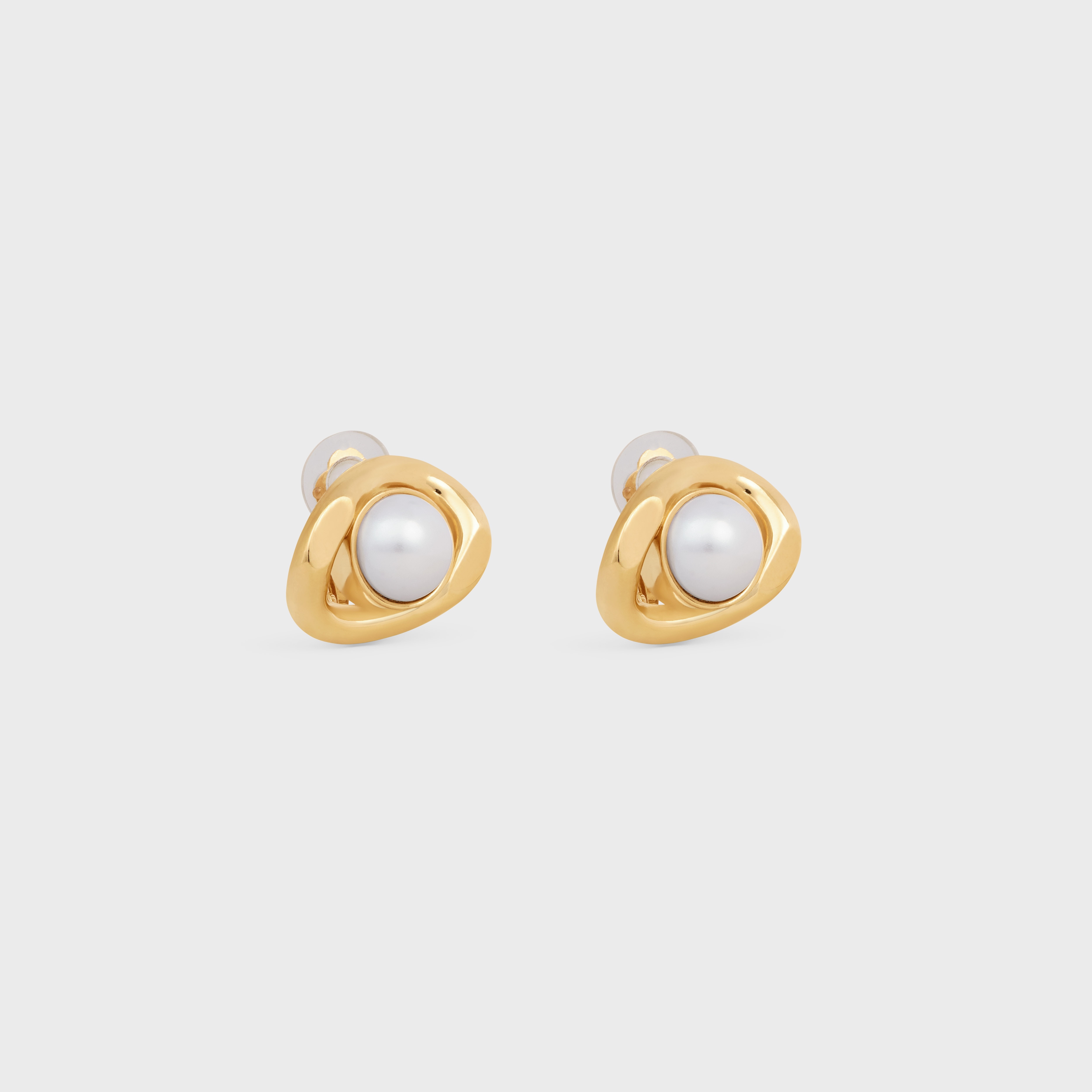 Les Perles Celine Maillon Earrings in Brass with Gold Finish and Resin Pearls - 2