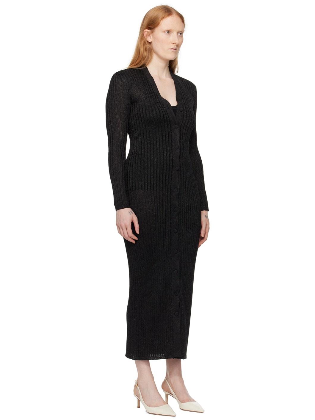 Black Metallic Midi Dress - 2