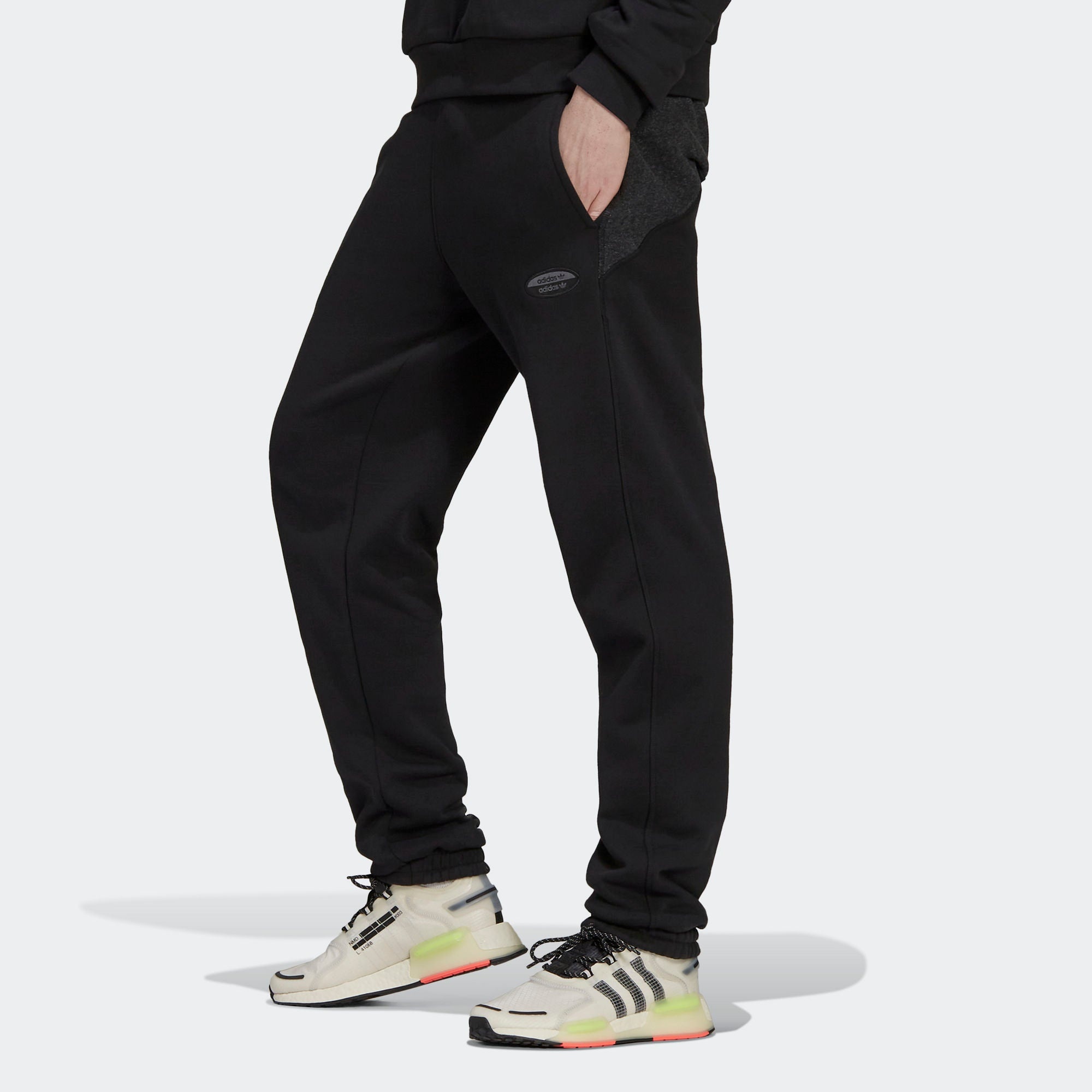 Men's adidas originals R.Y.V. Elastic Waistband Drawstring Solid Color Cotton Casual Sports Pants/Tr - 5