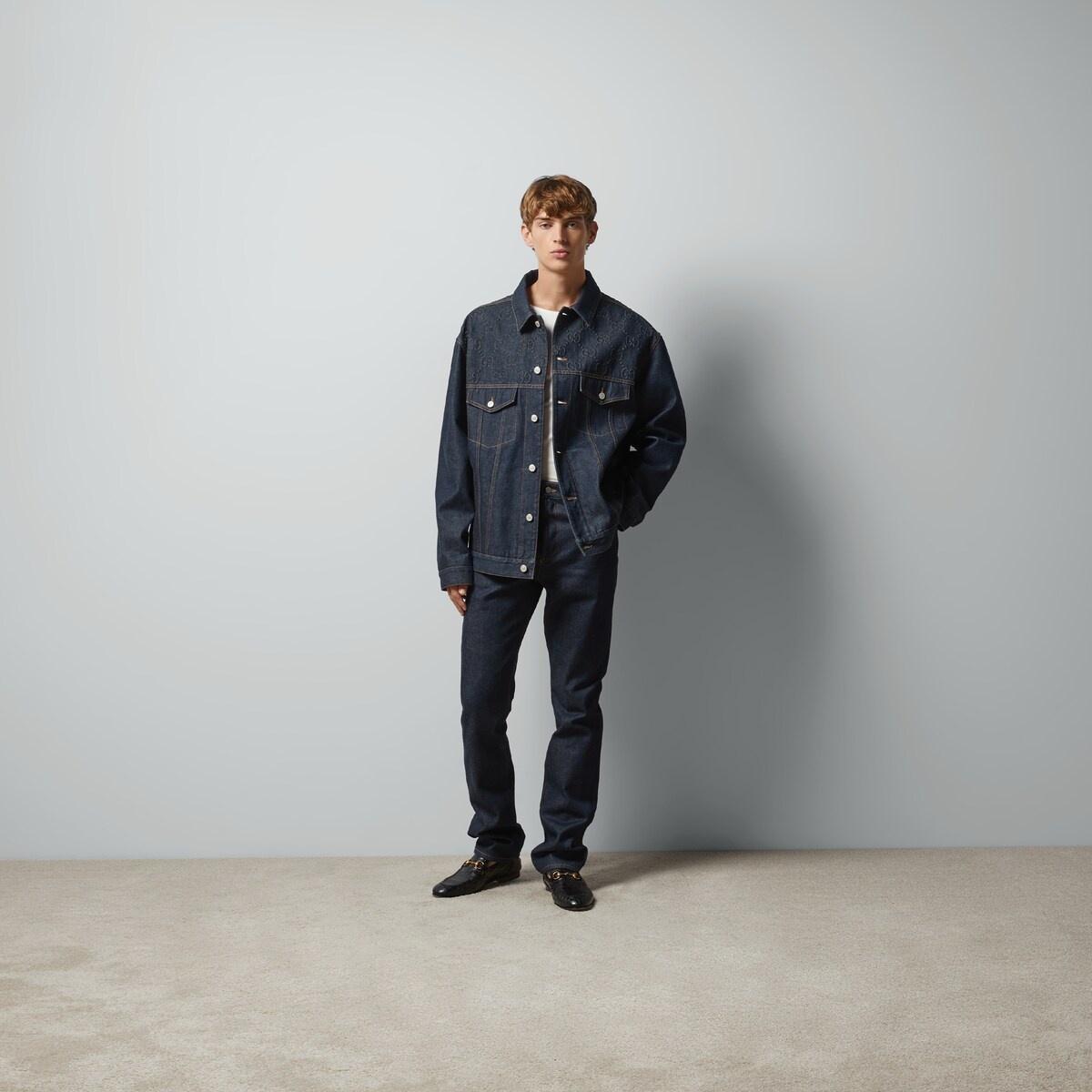 Denim pant with GG embossed detail - 2