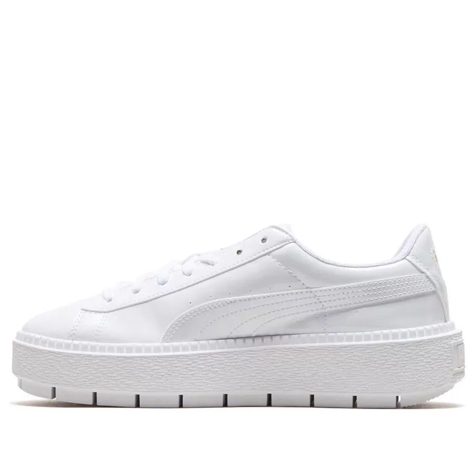 (WMNS) PUMA Basket Platform Retro Low Tops Casual Skateboarding Shoes Unisex White 367046-01 - 1
