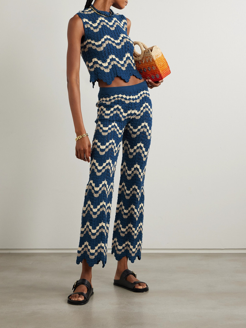 ESCVDO Safi Scalloped Crocheted Organic Cotton Bootcut Pants outlook