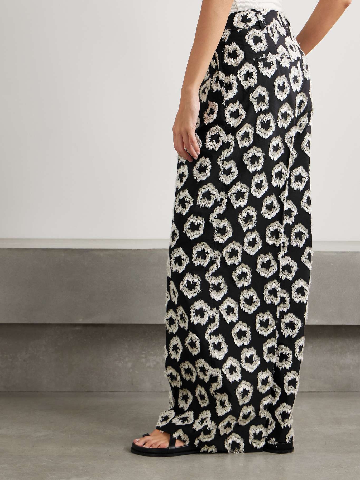 Cai pleated recycled fil coupé faille wide-leg pants Black - 4